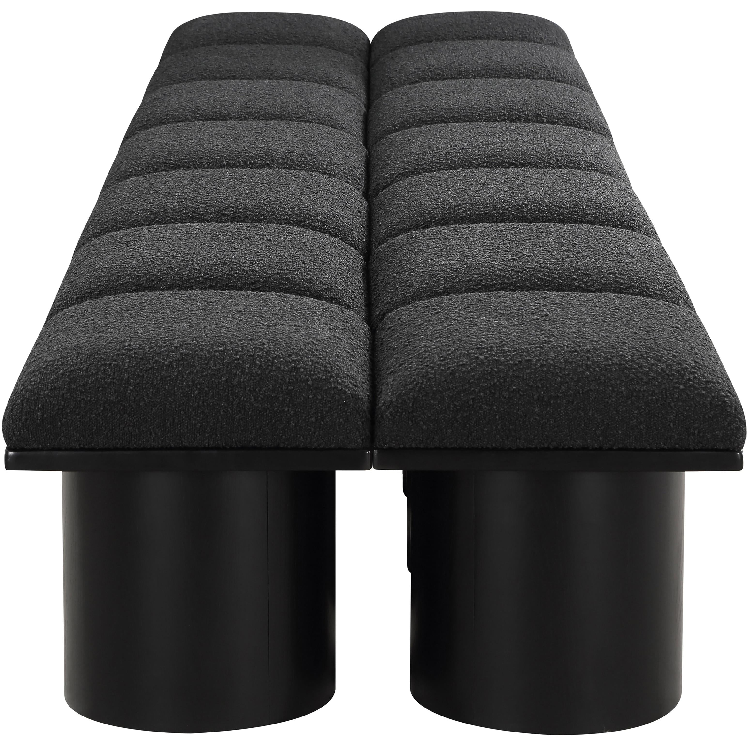 Meridian Pavilion Black Boucle Fabric Bench