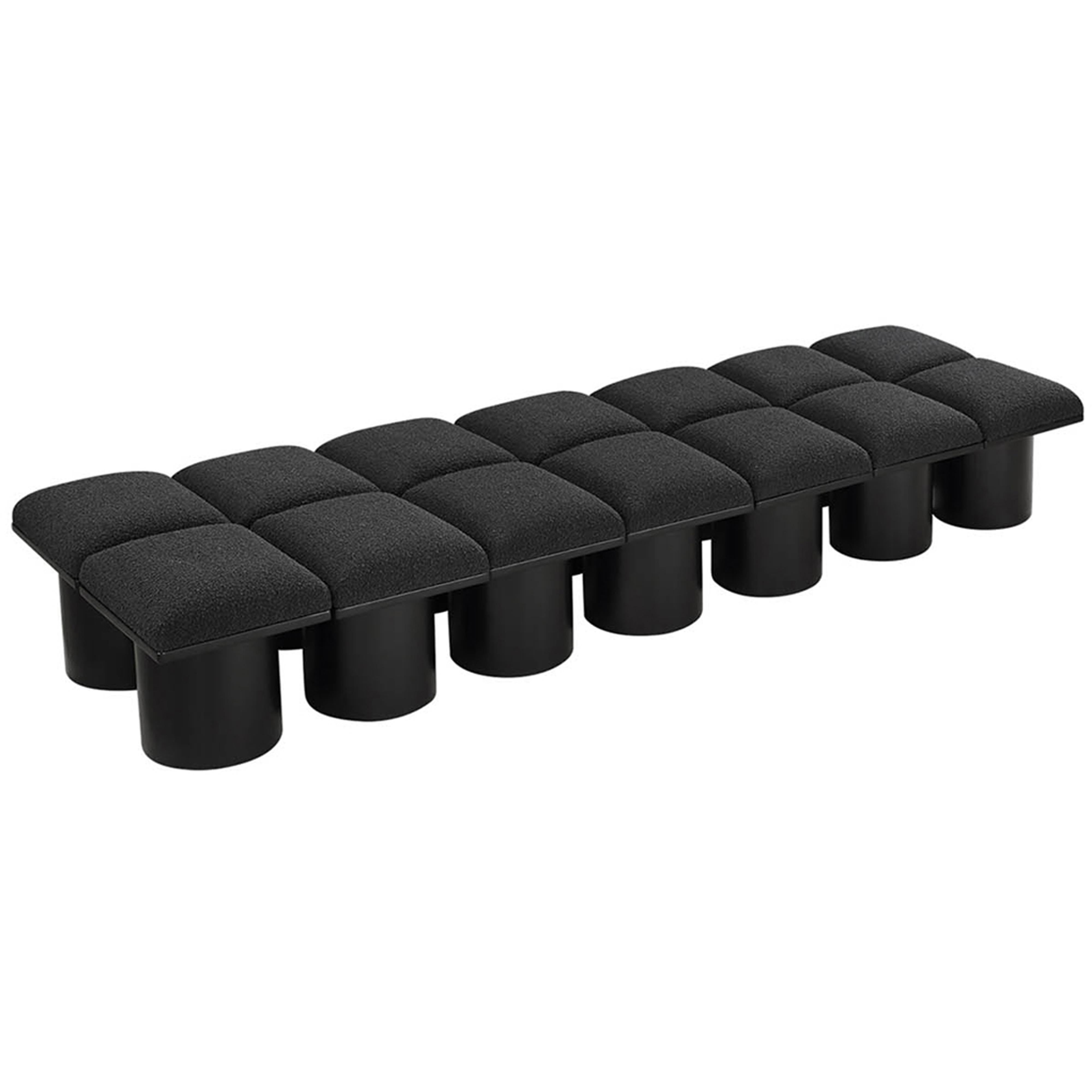 Meridian Pavilion Black Boucle Fabric Bench