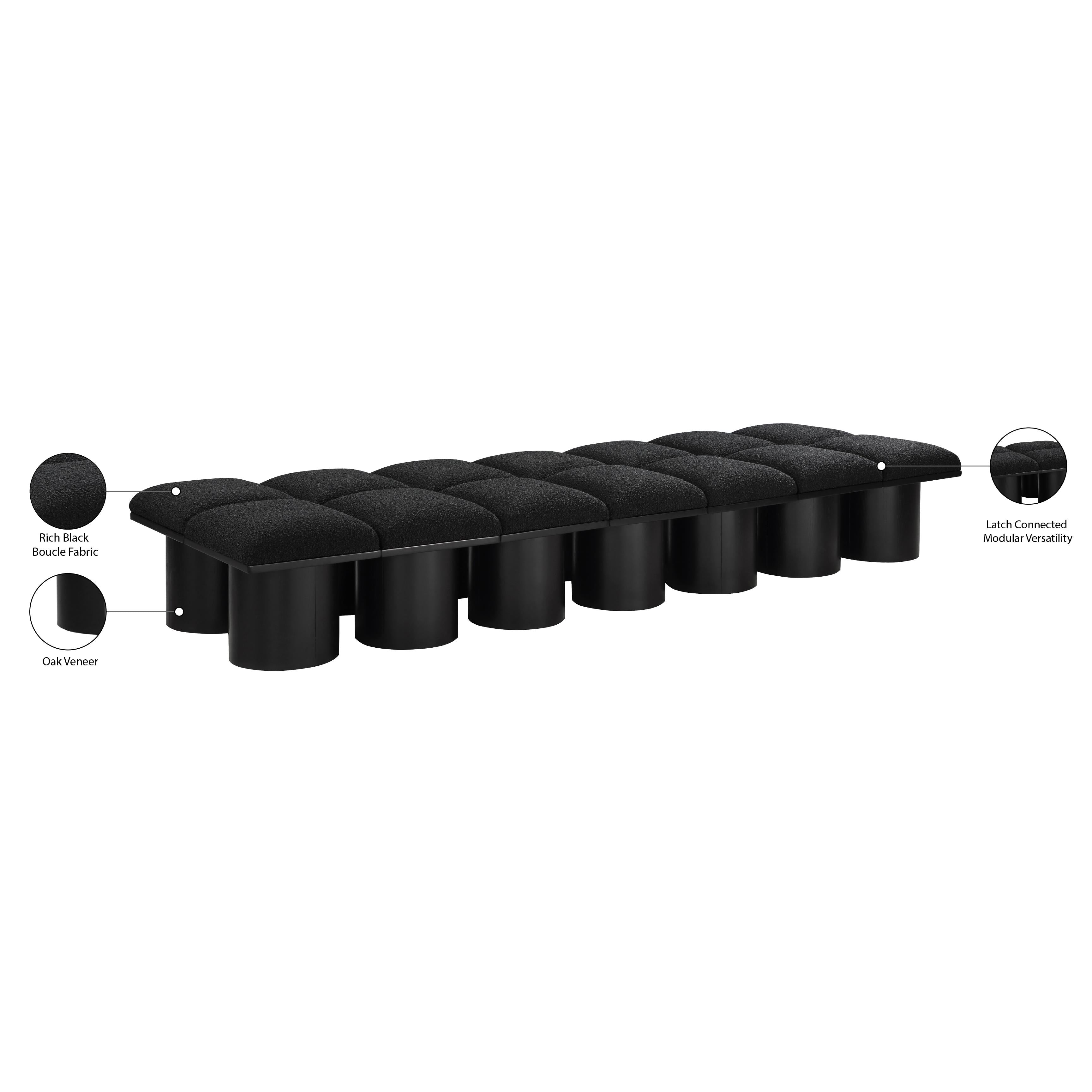 Meridian Pavilion Black Boucle Fabric Bench