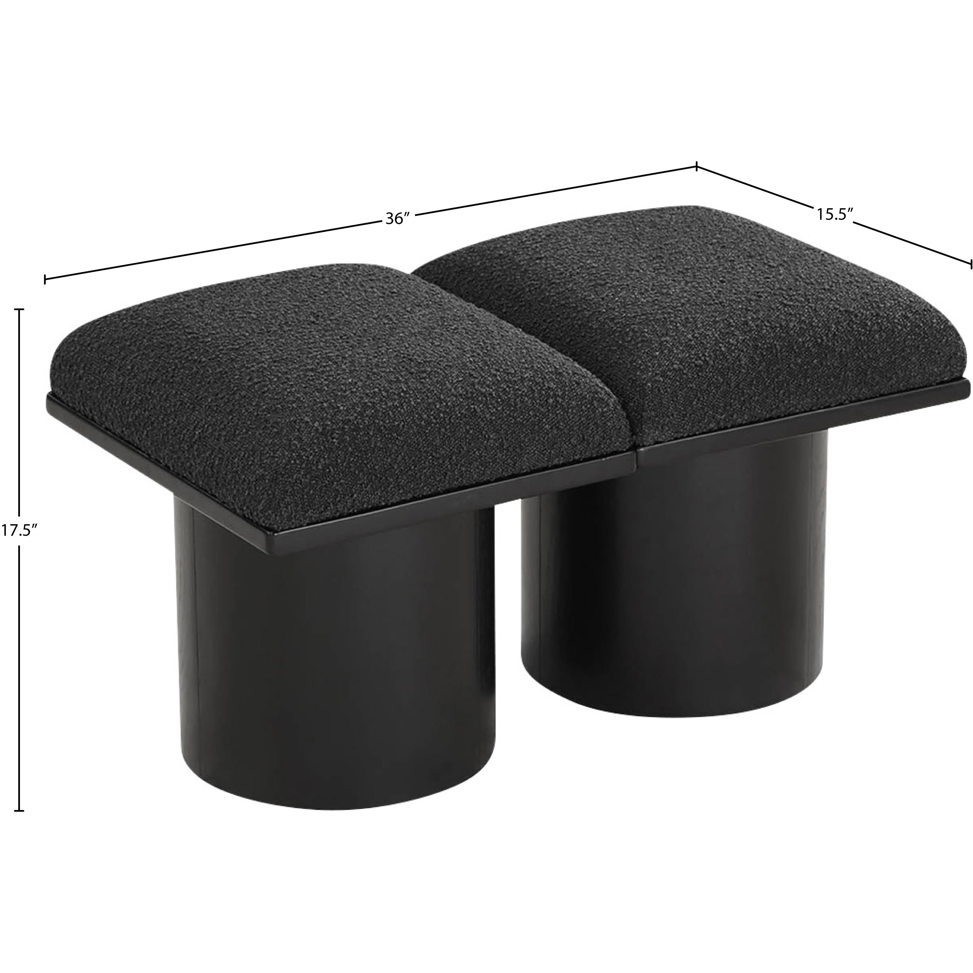Meridian Pavilion Black Boucle Fabric Bench