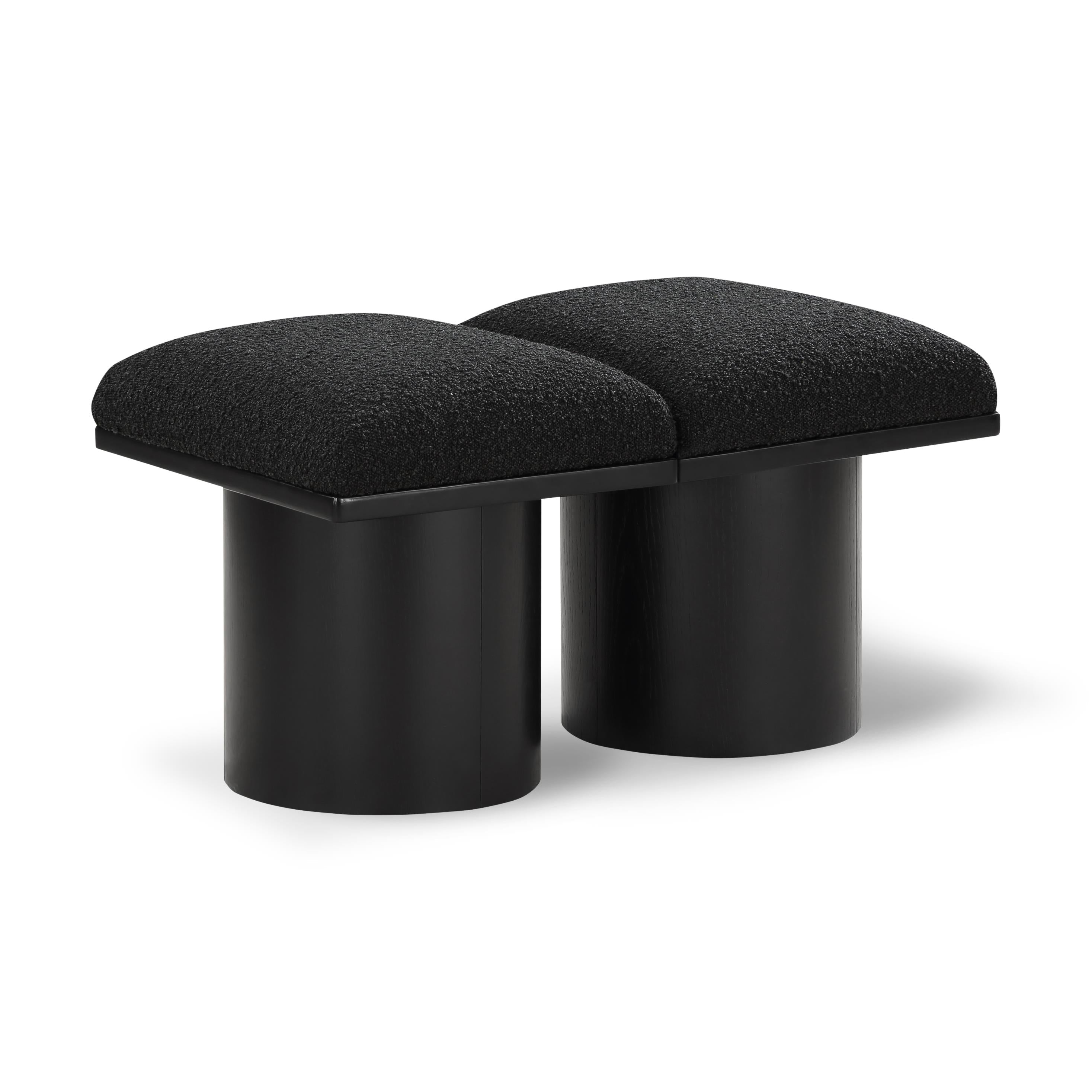 Meridian Pavilion Black Boucle Fabric Bench