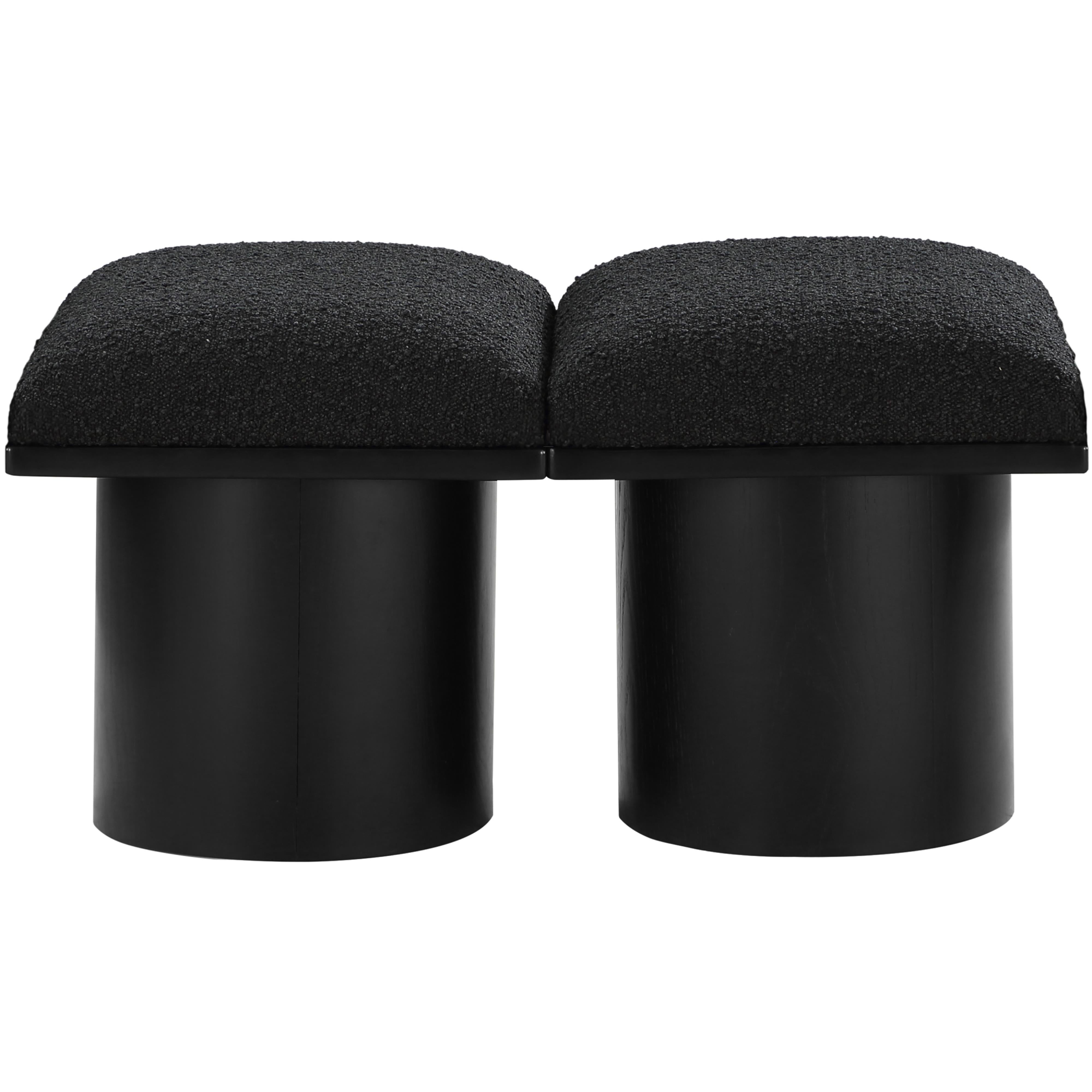 Meridian Pavilion Black Boucle Fabric Bench