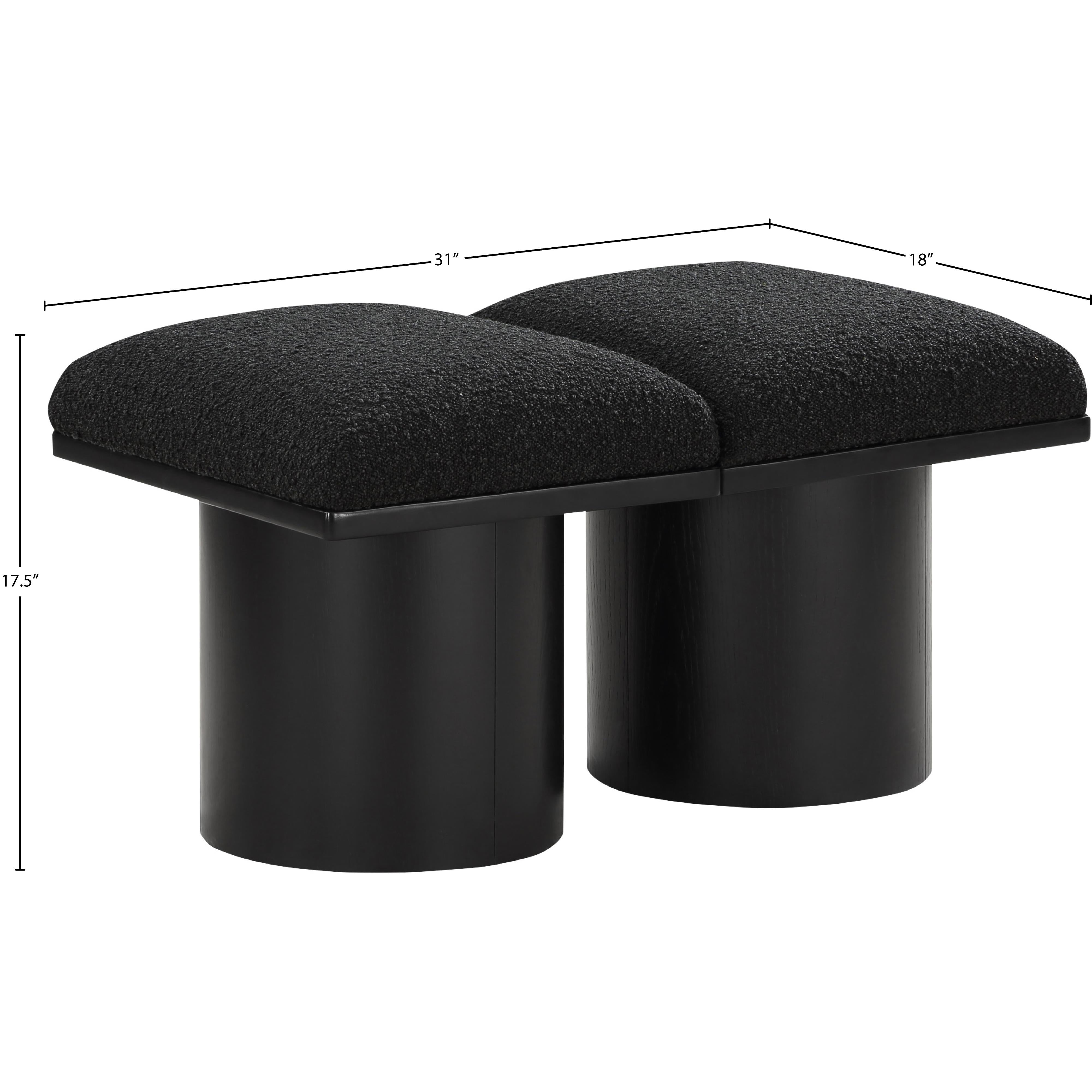 Meridian Pavilion Black Boucle Fabric Bench