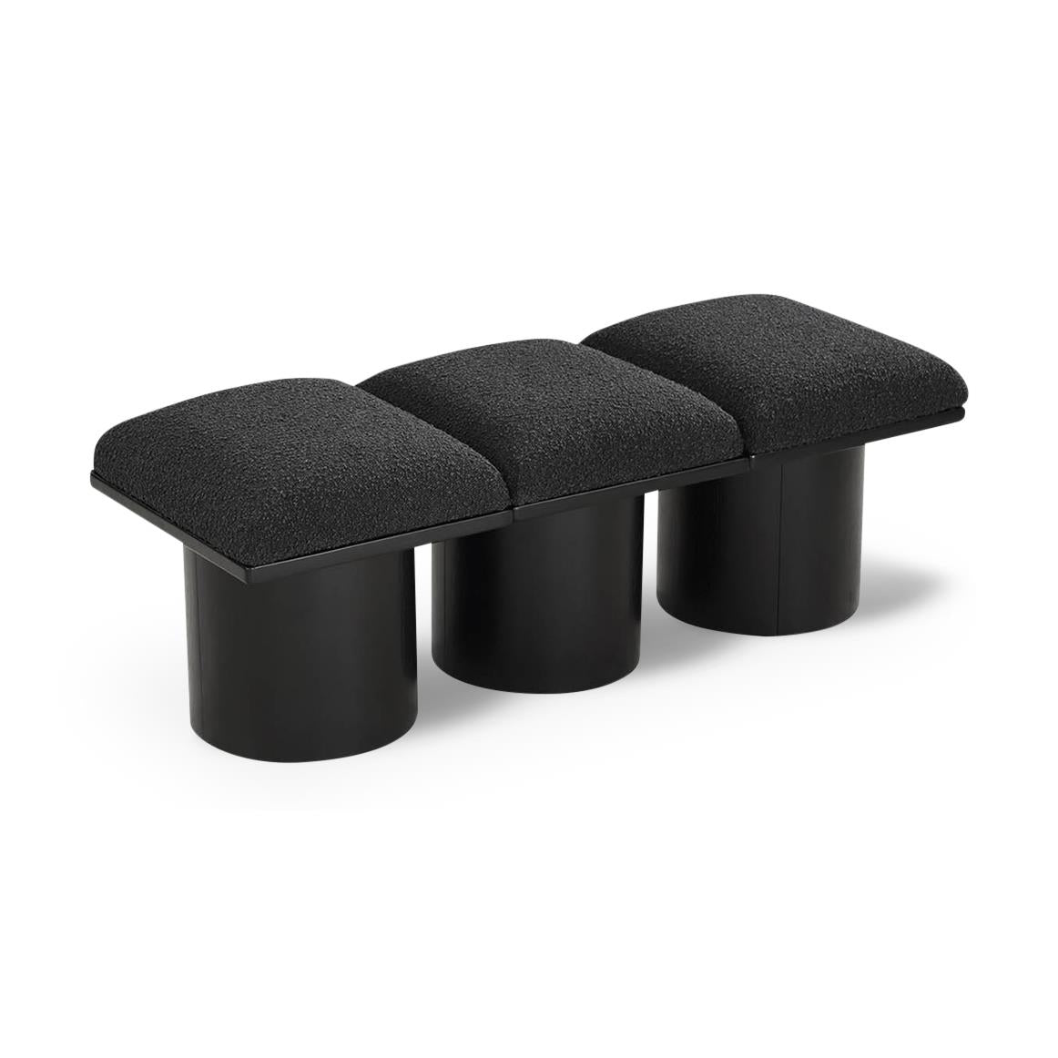 Meridian Pavilion Black Boucle Fabric Bench