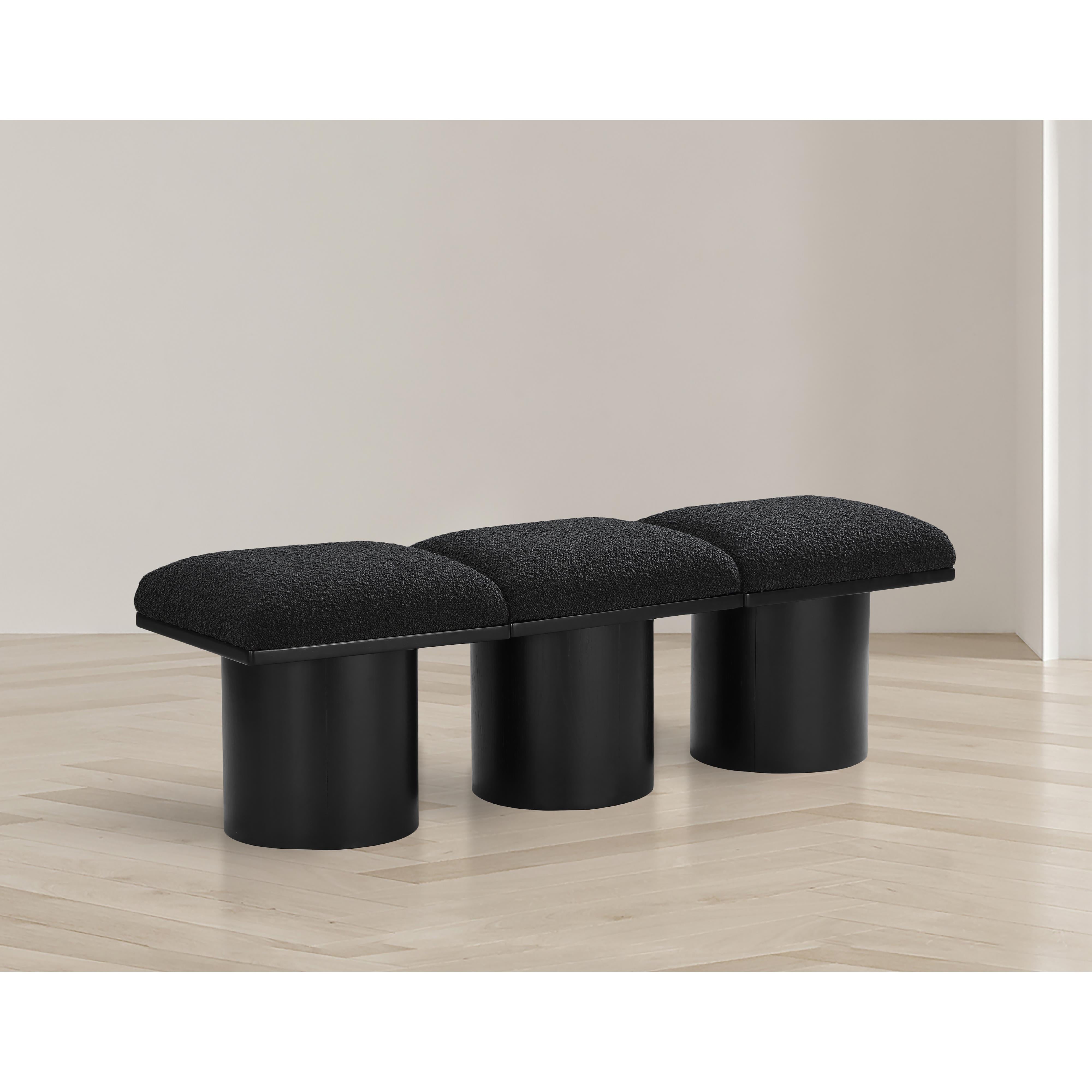 Meridian Pavilion Black Boucle Fabric Bench