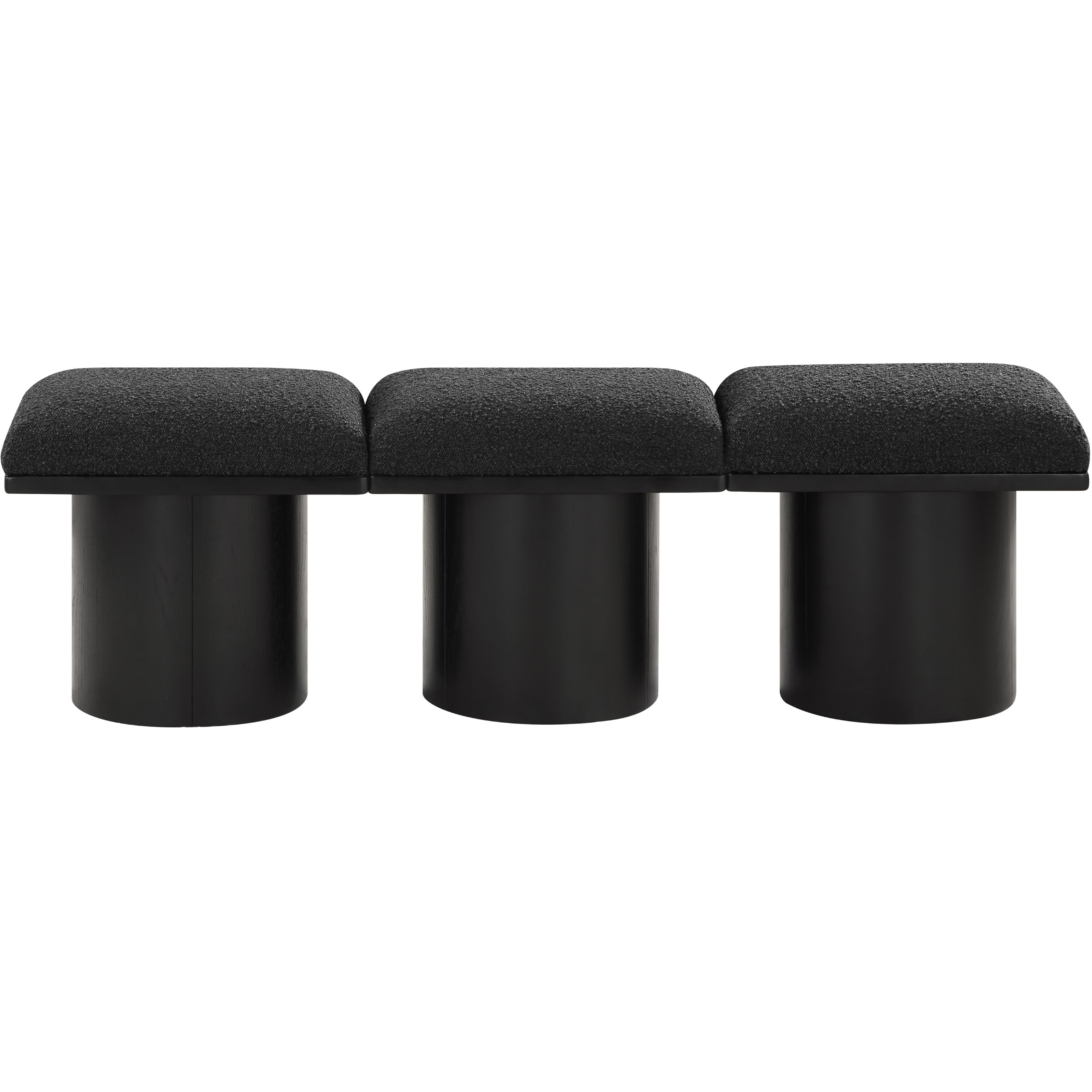 Meridian Pavilion Black Boucle Fabric Bench
