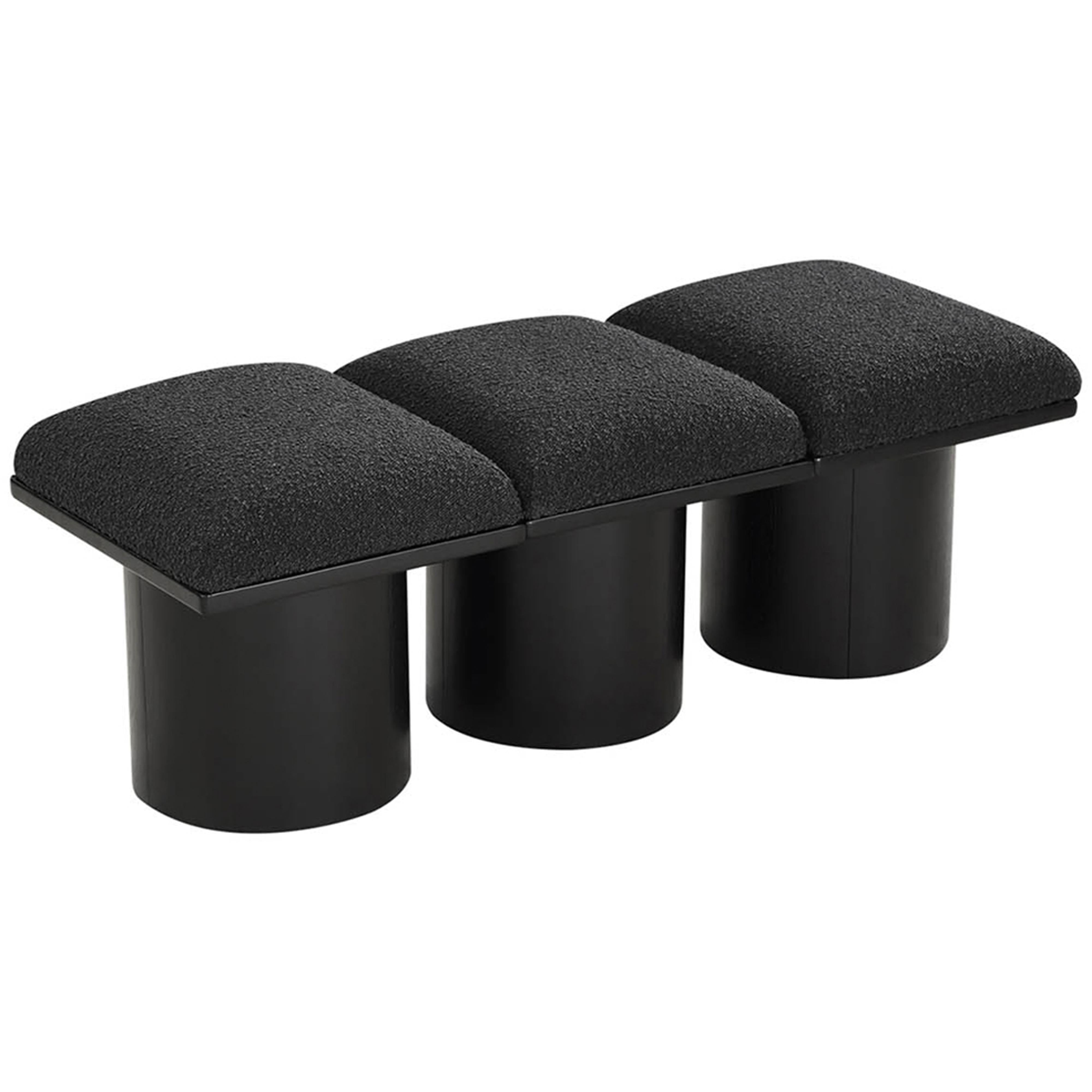 Meridian Pavilion Black Boucle Fabric Bench