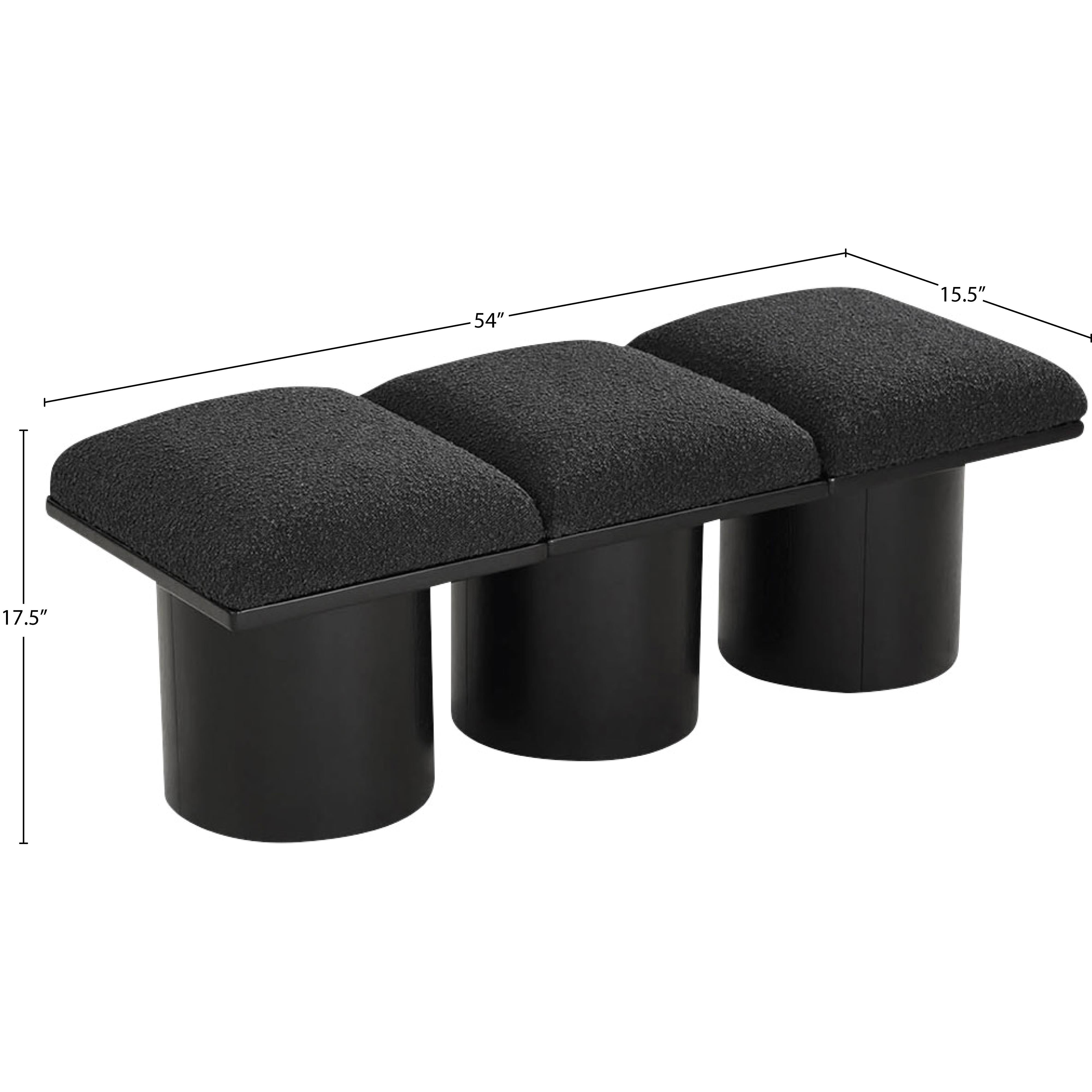 Meridian Pavilion Black Boucle Fabric Bench