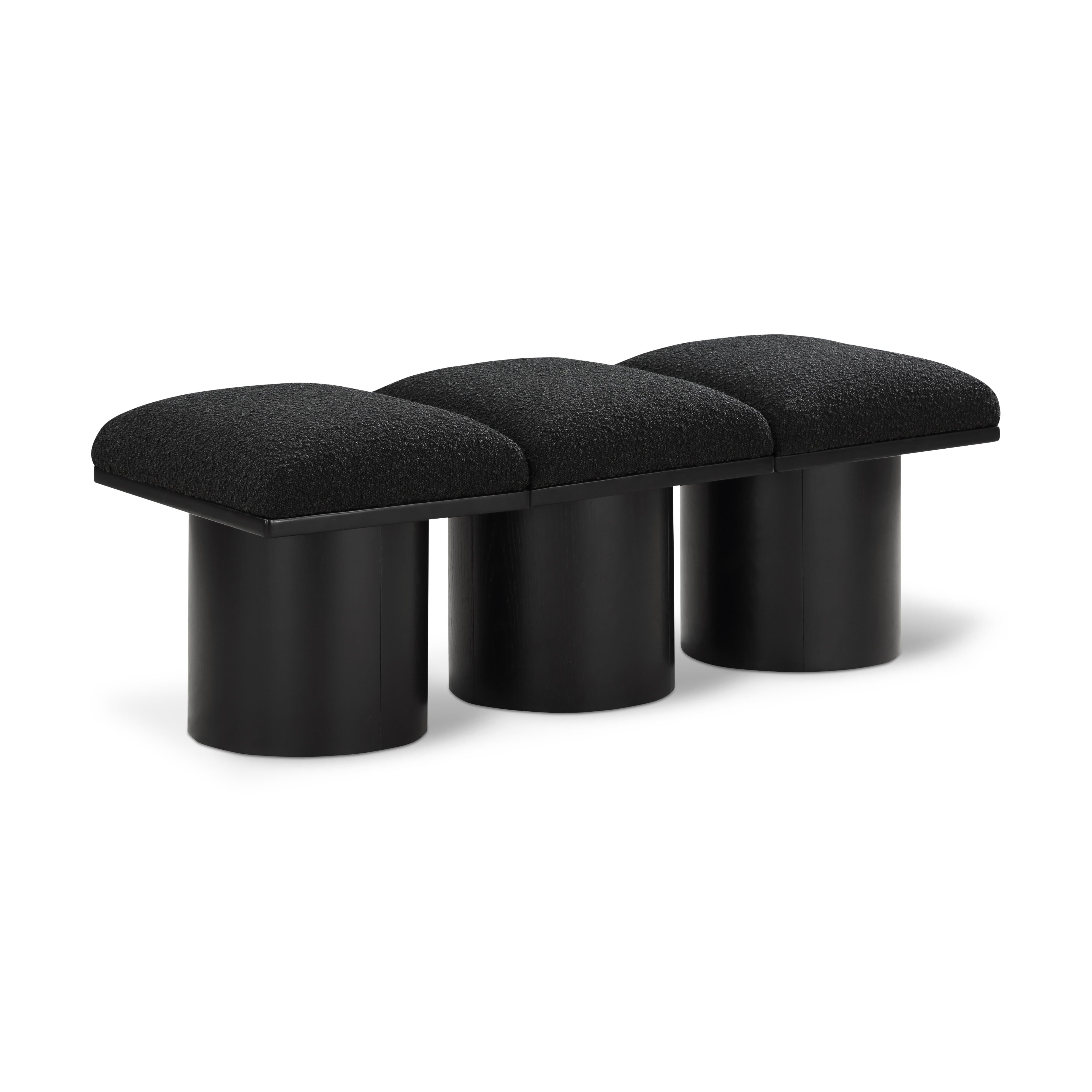 Meridian Pavilion Black Boucle Fabric Bench