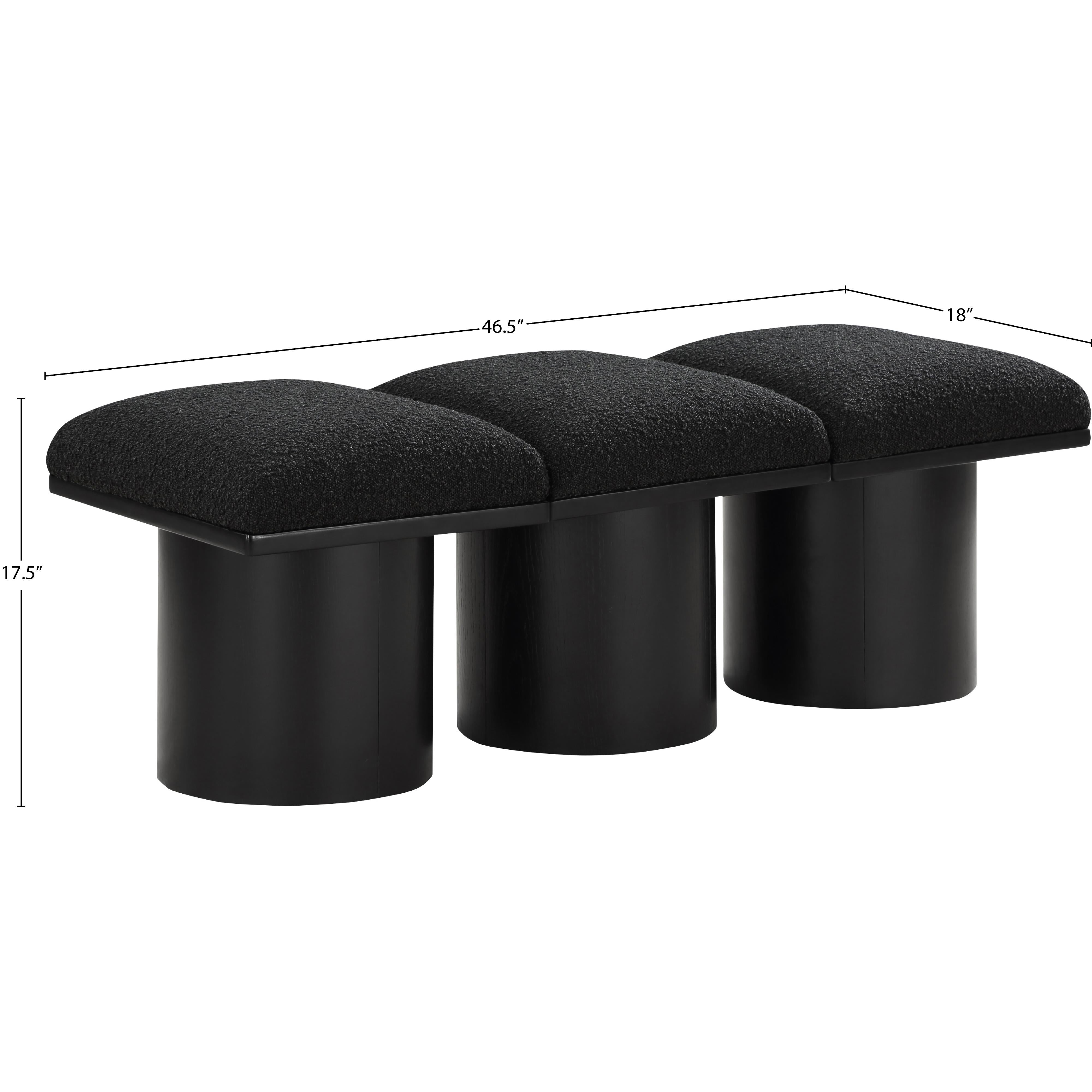 Meridian Pavilion Black Boucle Fabric Bench