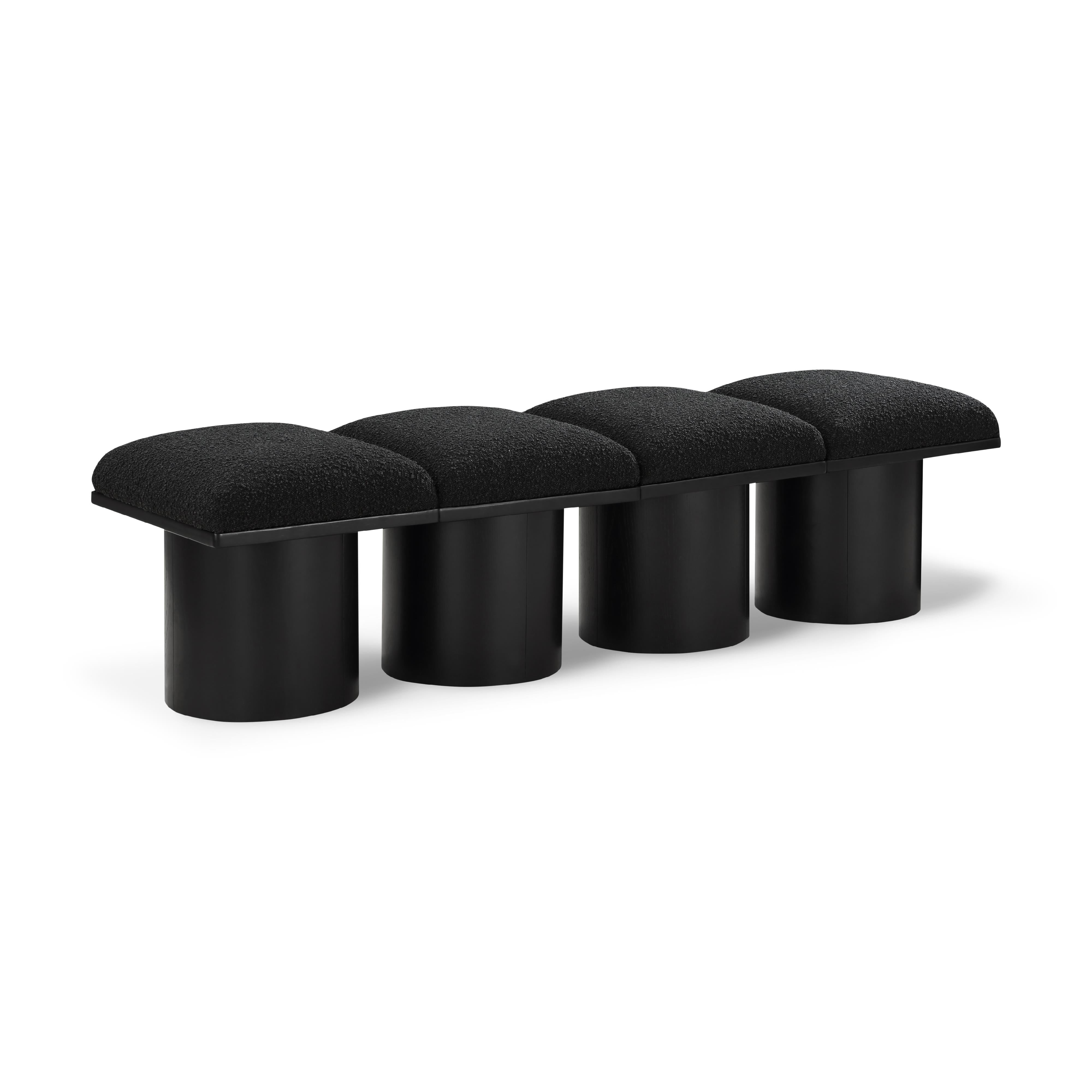 Meridian Pavilion Black Boucle Fabric Bench