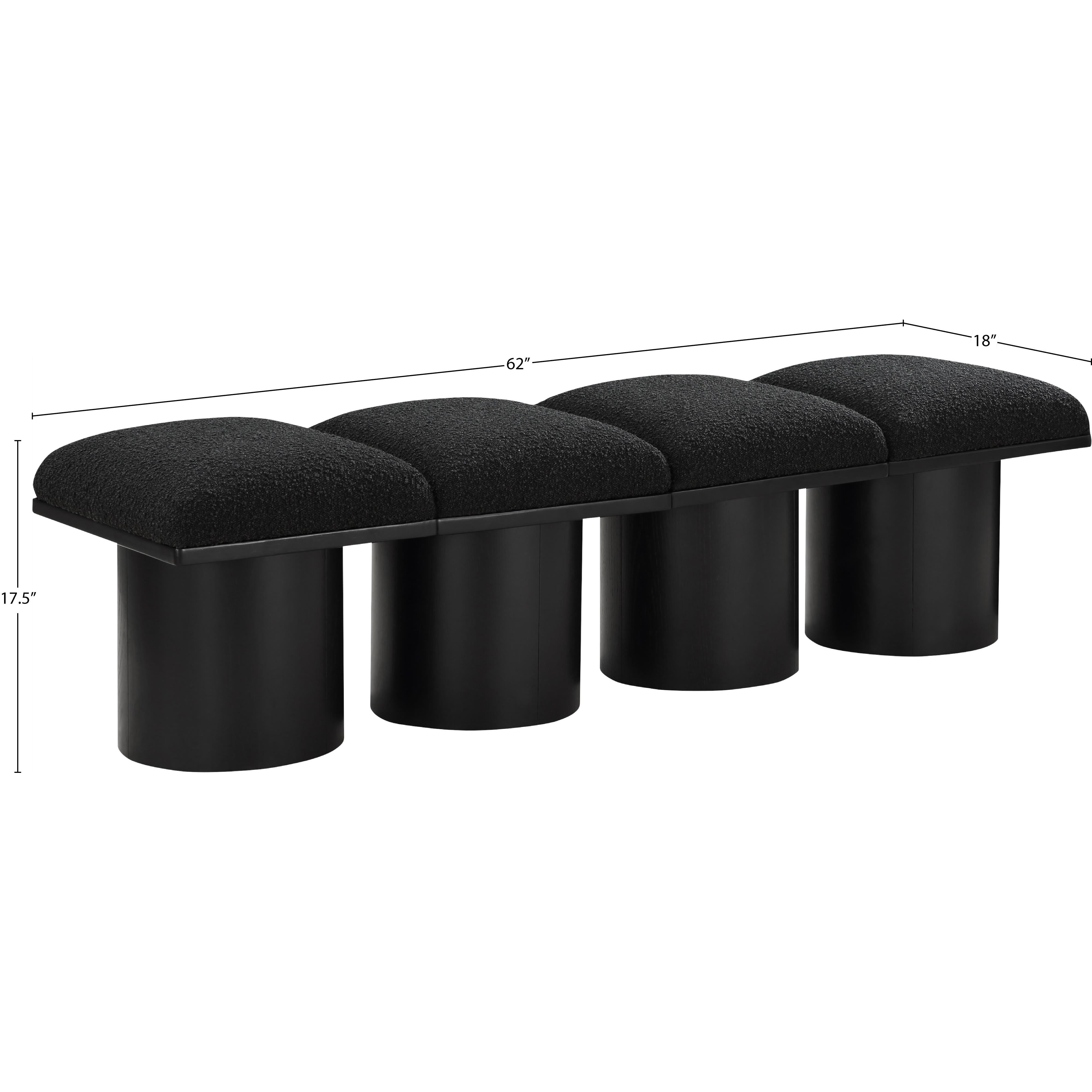 Meridian Pavilion Black Boucle Fabric Bench