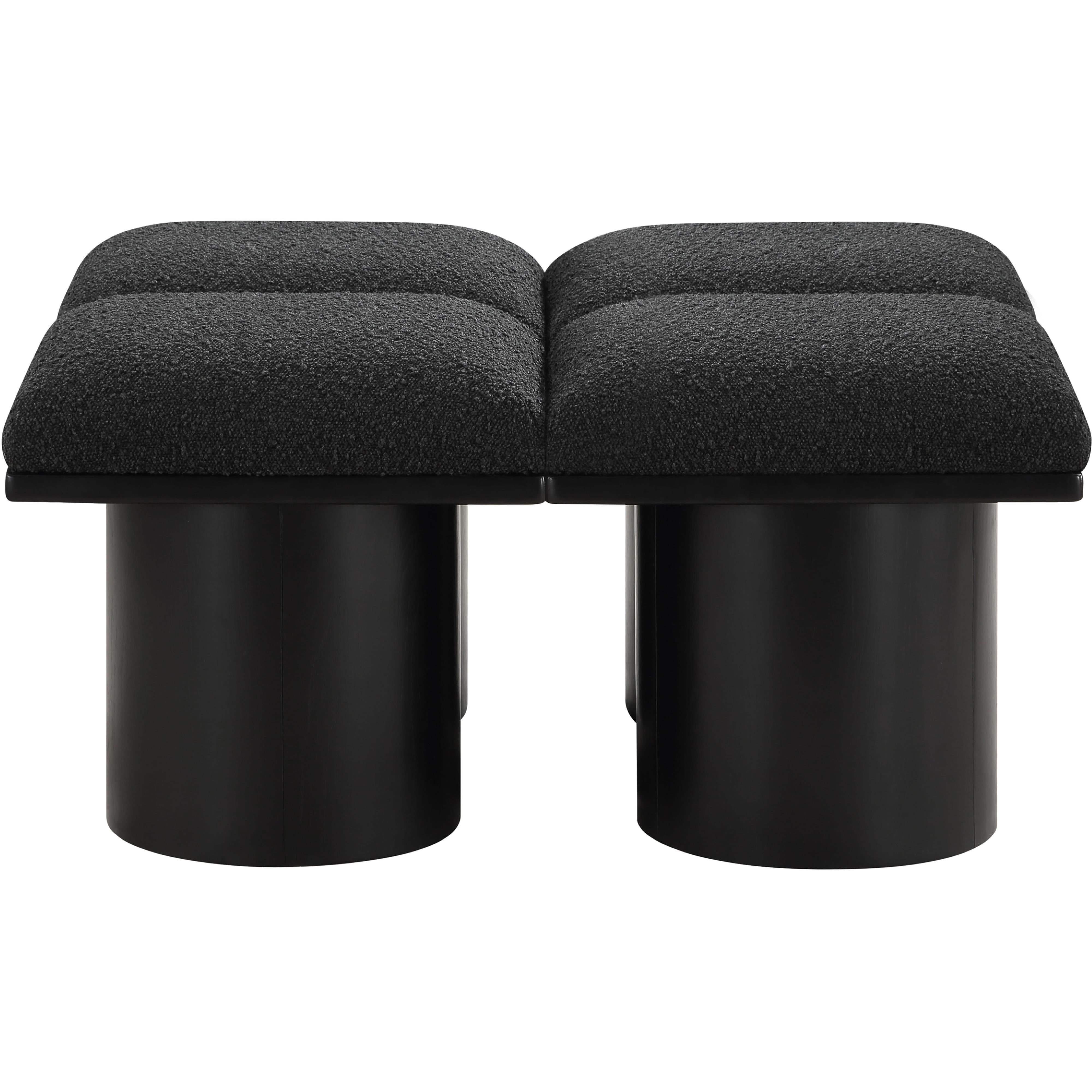 Meridian Pavilion Black Boucle Fabric Bench