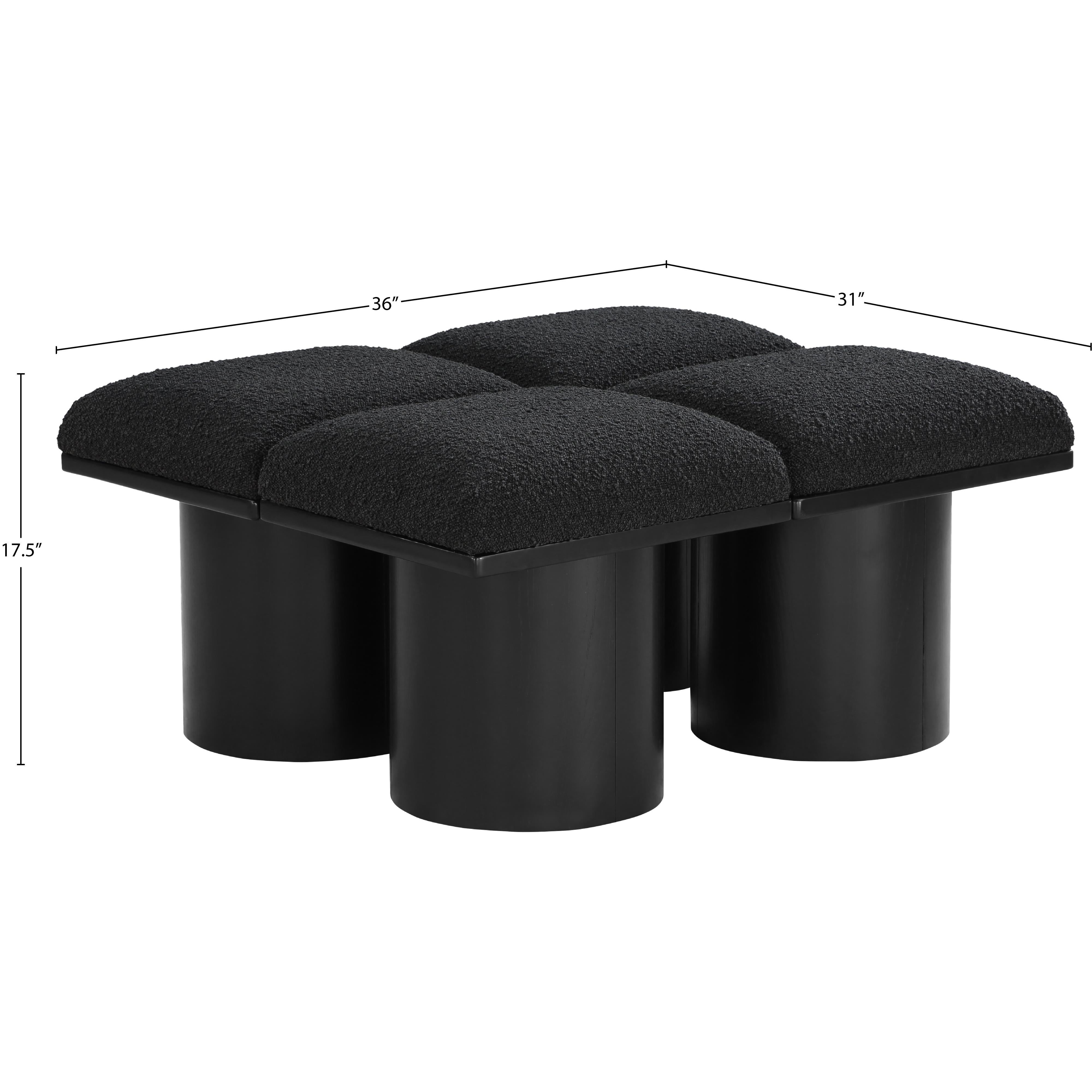 Meridian Pavilion Black Boucle Fabric Bench