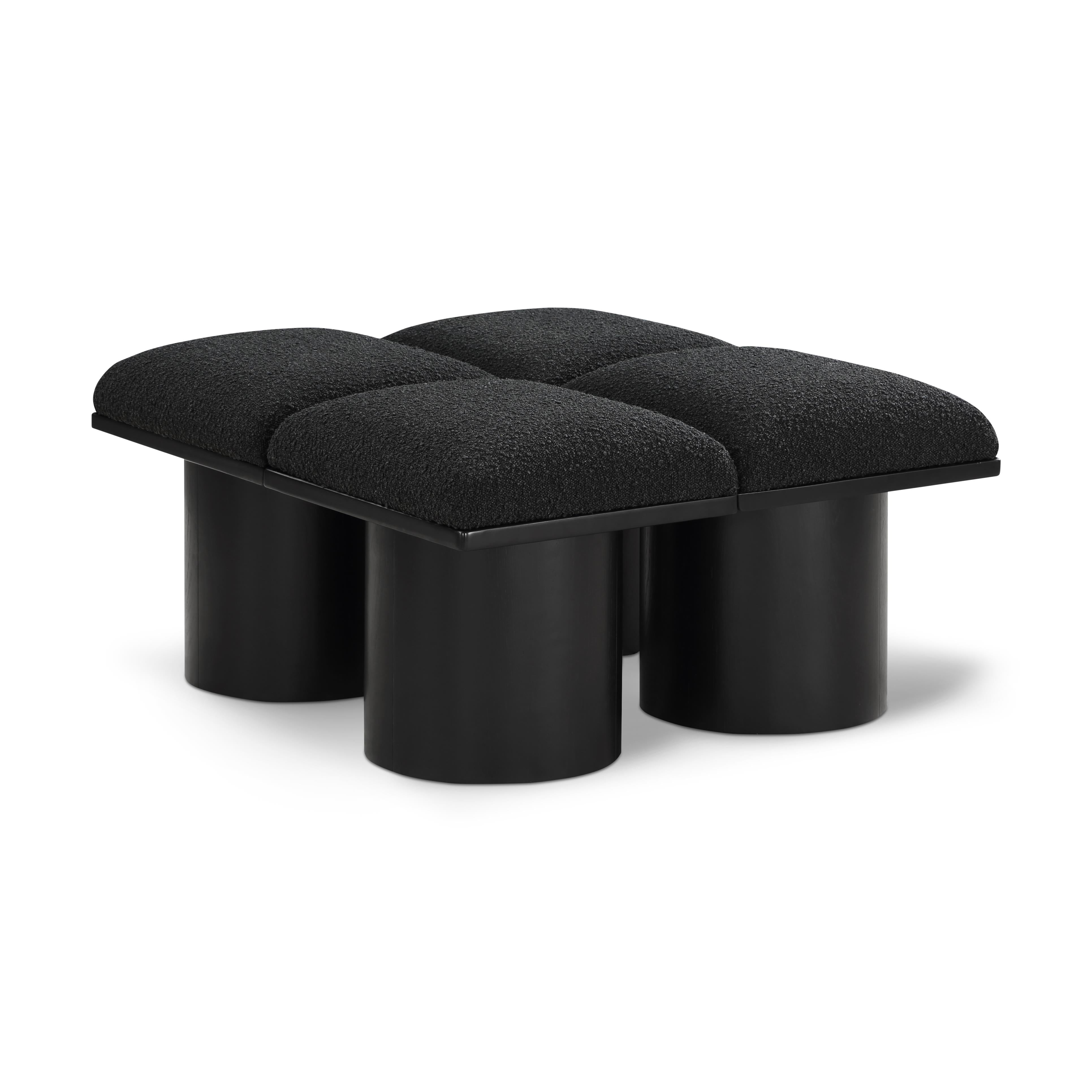 Meridian Pavilion Black Boucle Fabric Bench
