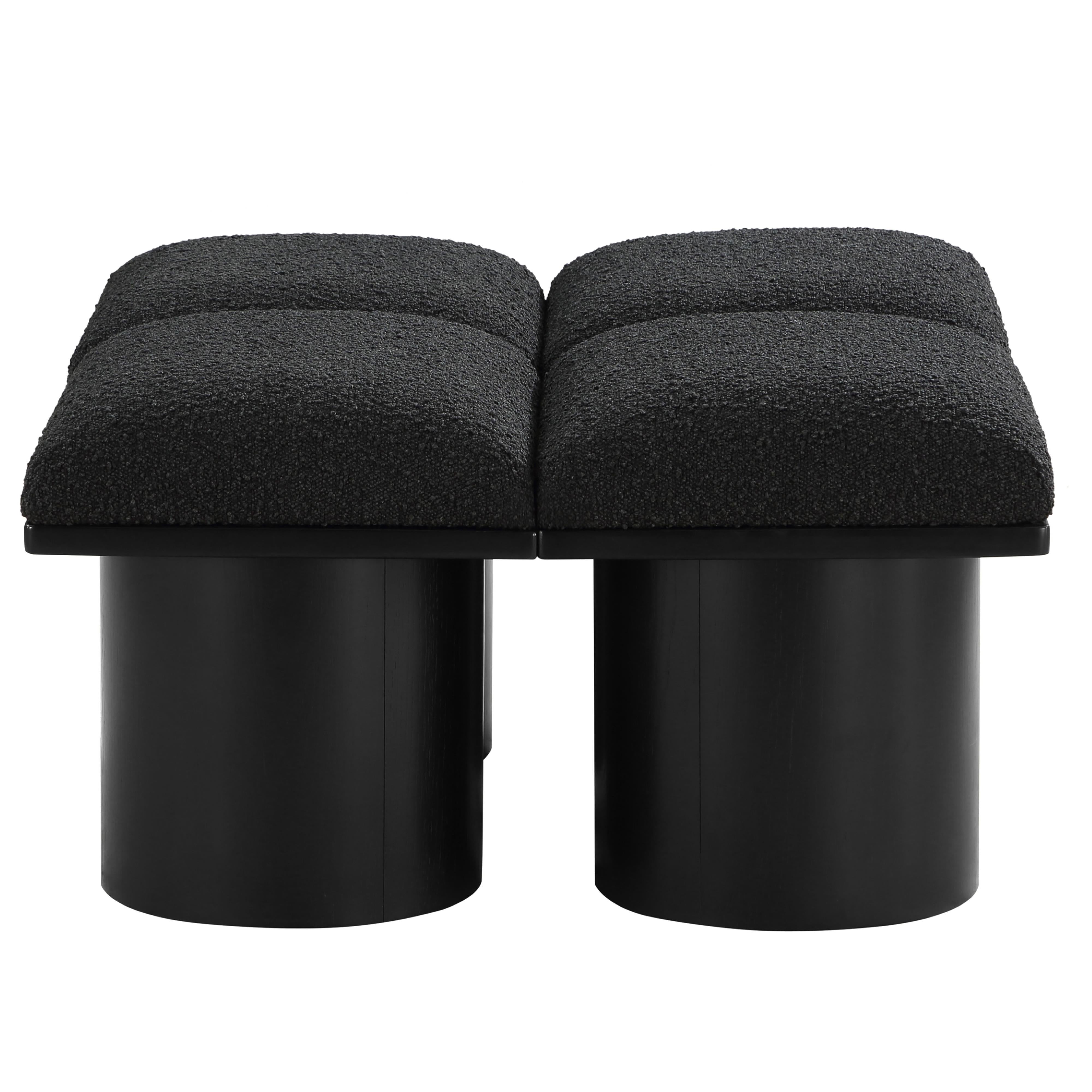 Meridian Pavilion Black Boucle Fabric Bench