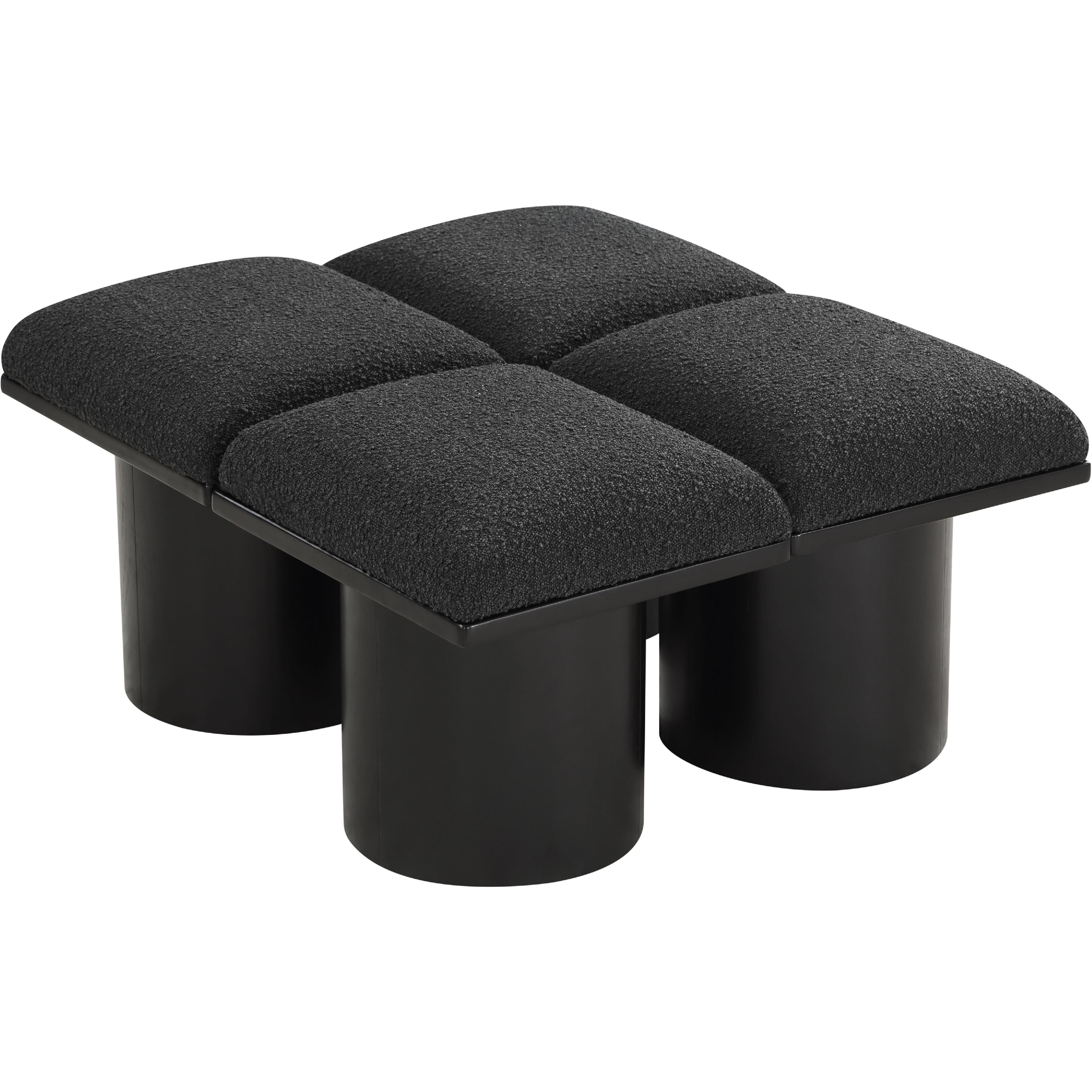 Meridian Pavilion Black Boucle Fabric Bench