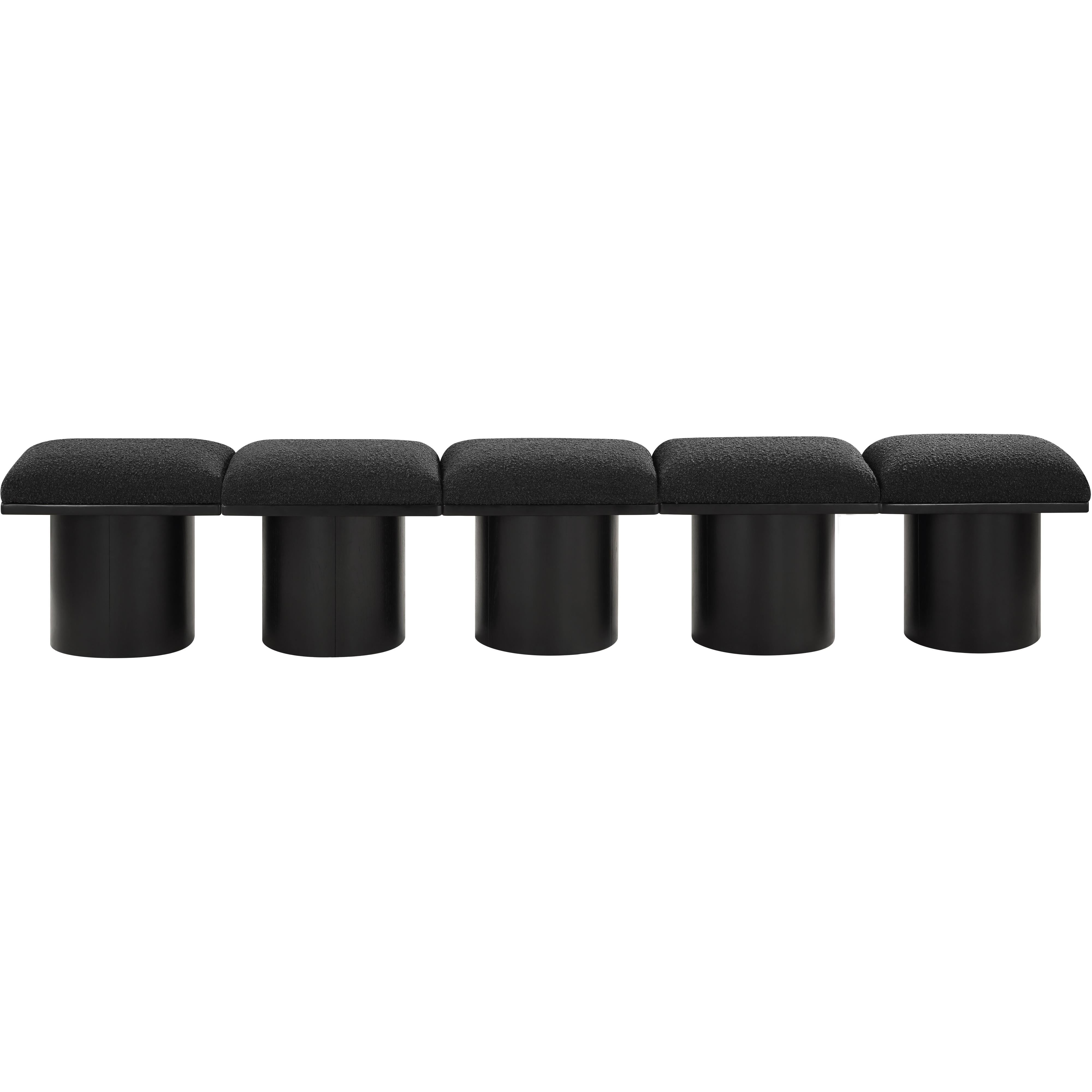 Meridian Pavilion Black Boucle Fabric Bench