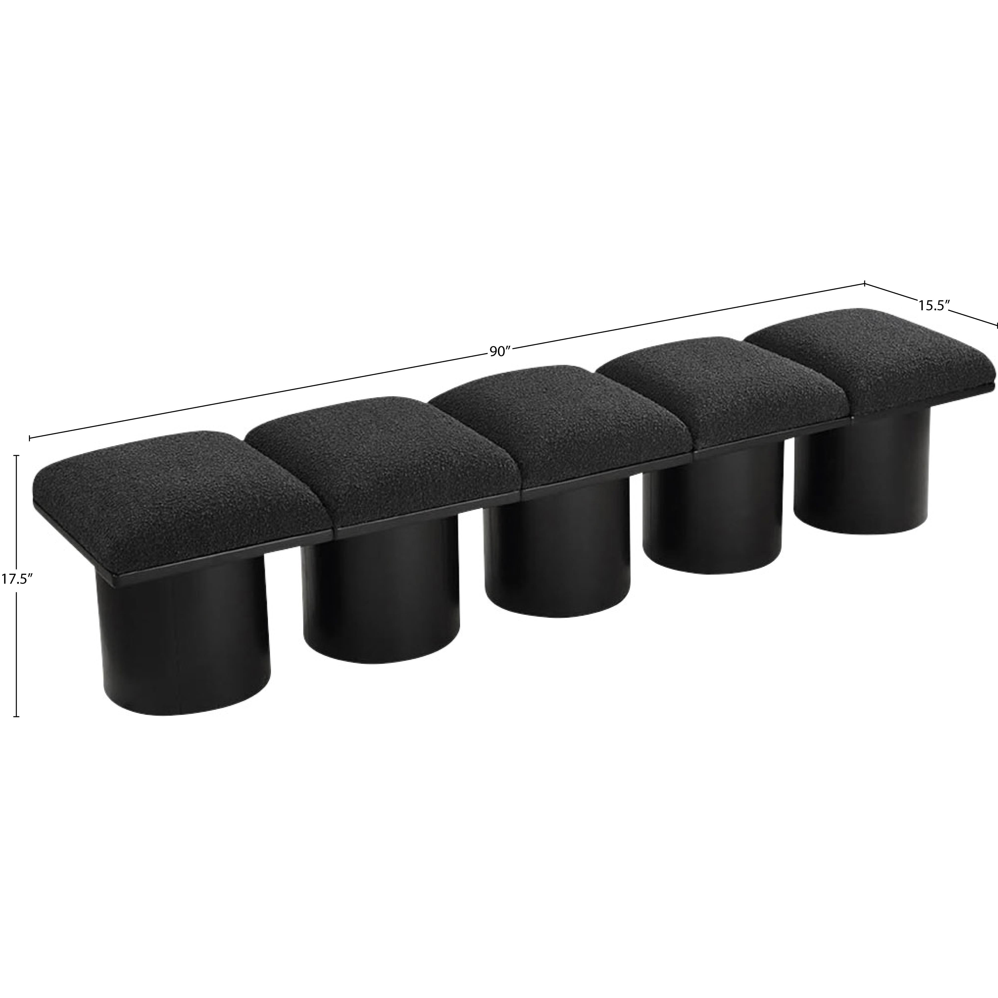 Meridian Pavilion Black Boucle Fabric Bench