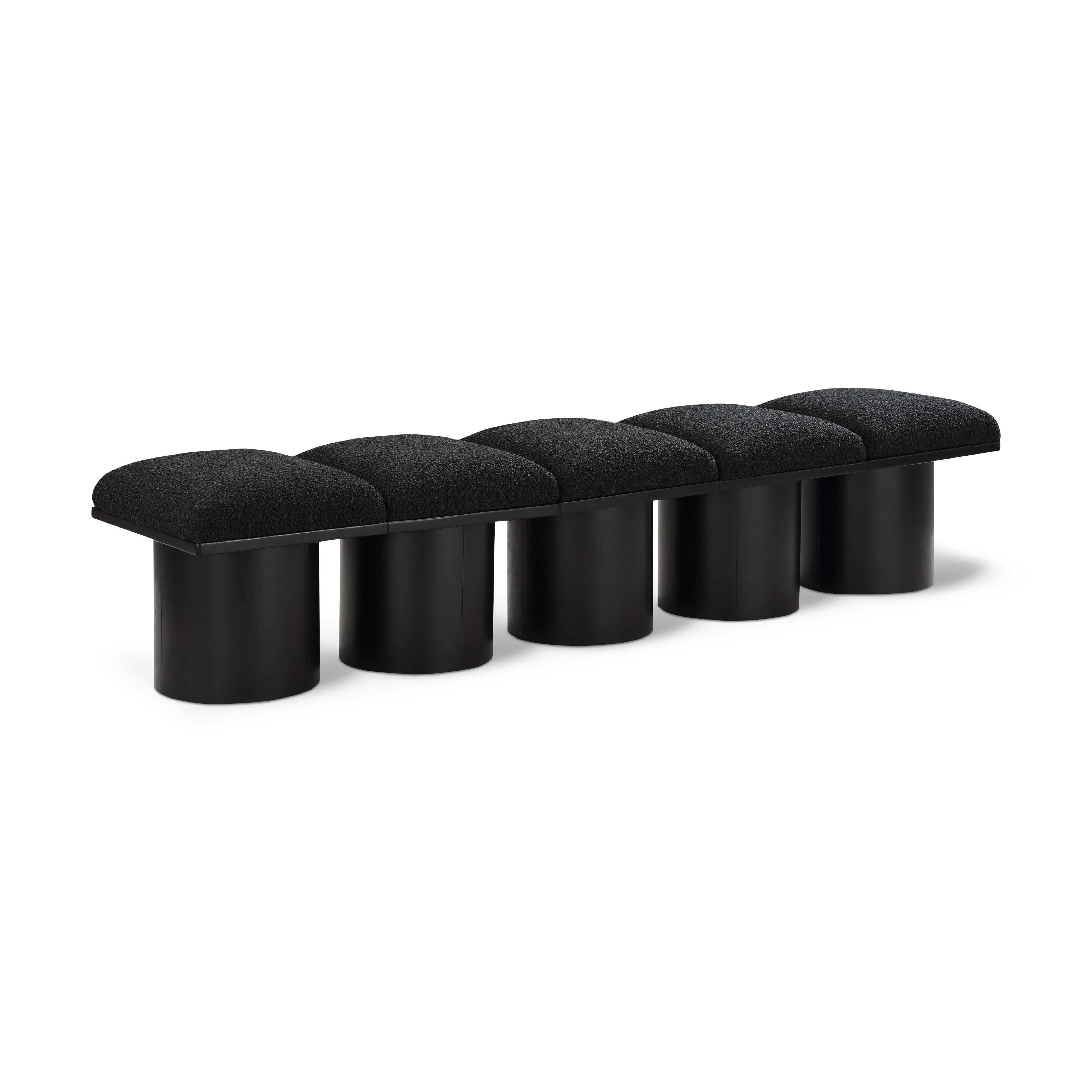 Meridian Pavilion Black Boucle Fabric Bench