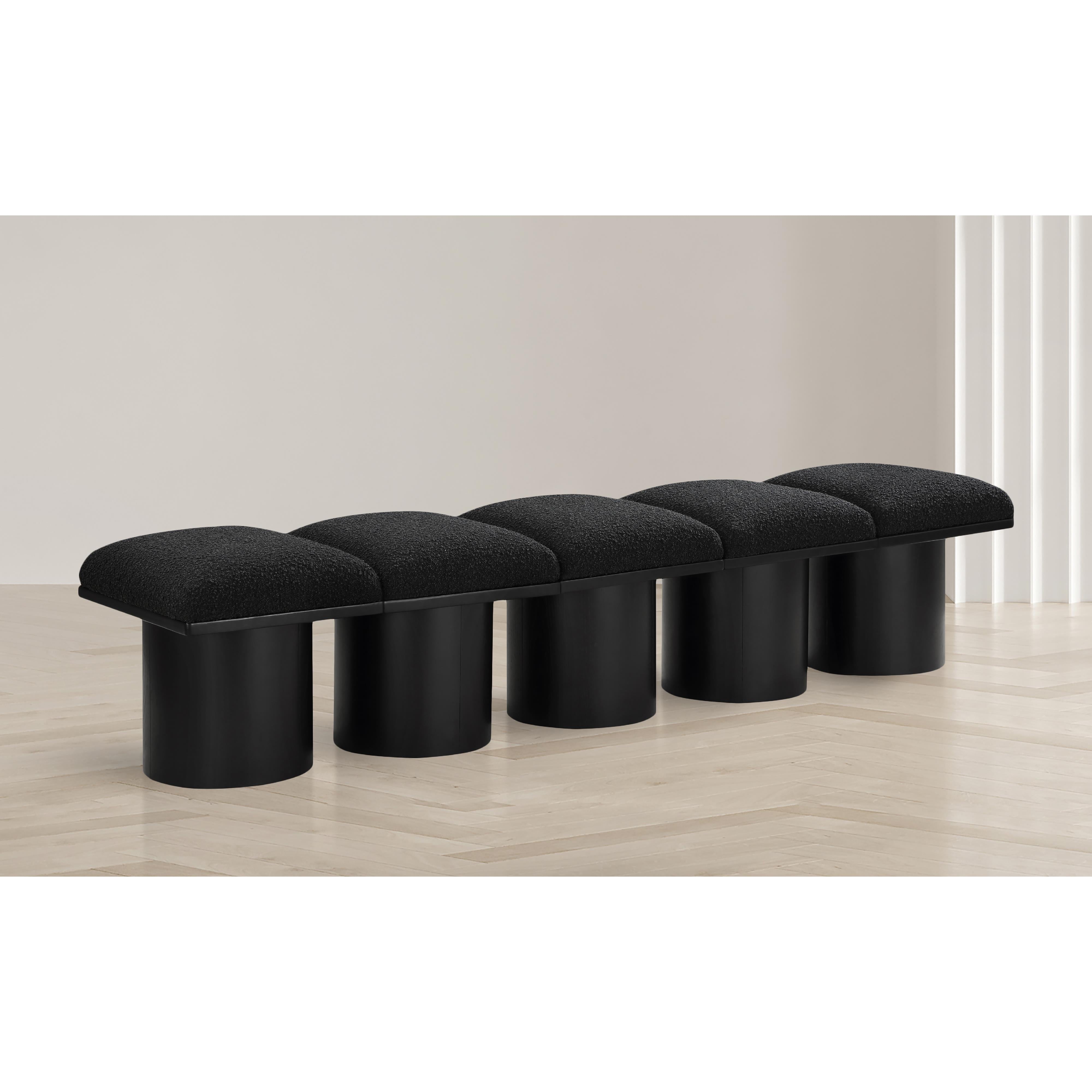 Meridian Pavilion Black Boucle Fabric Bench