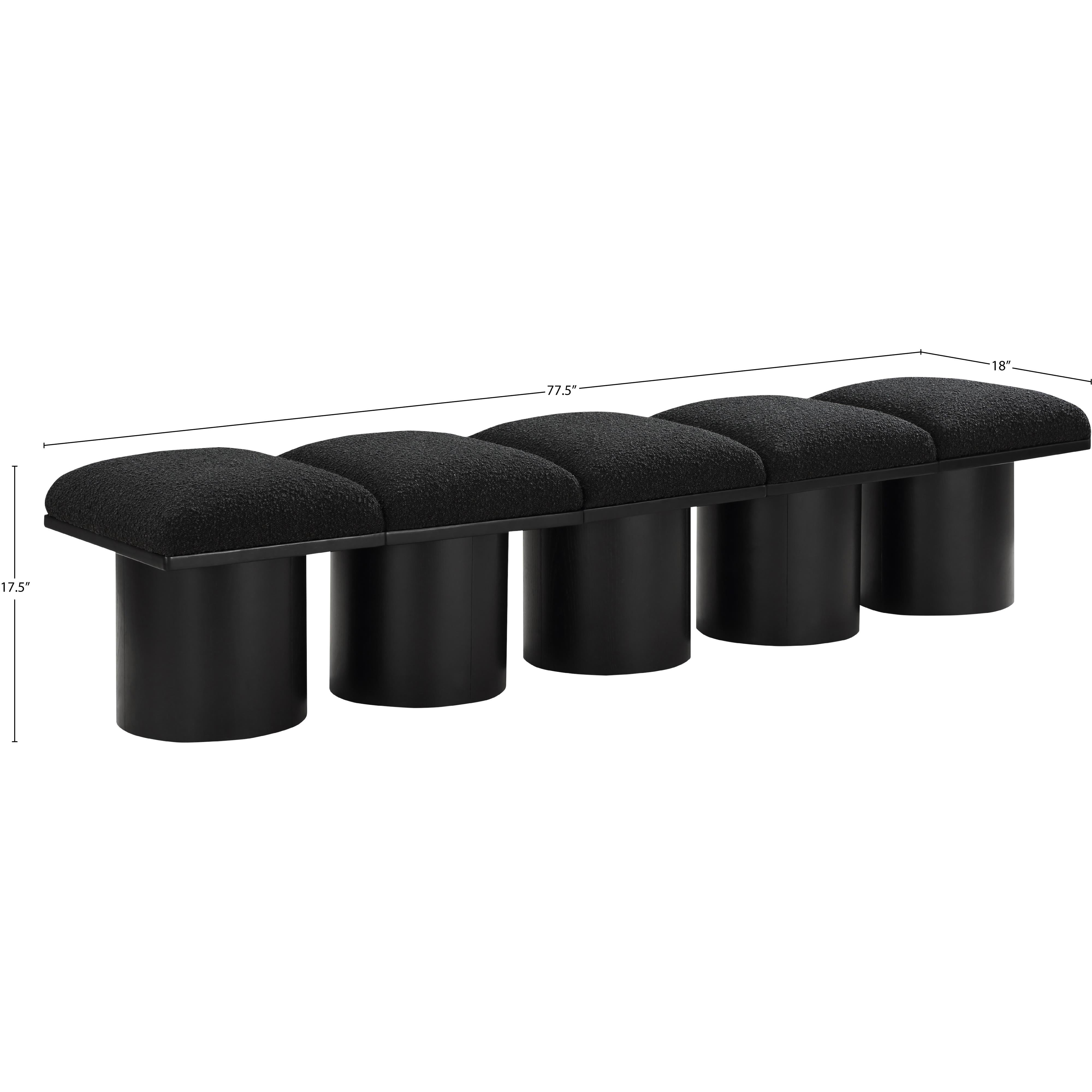Meridian Pavilion Black Boucle Fabric Bench