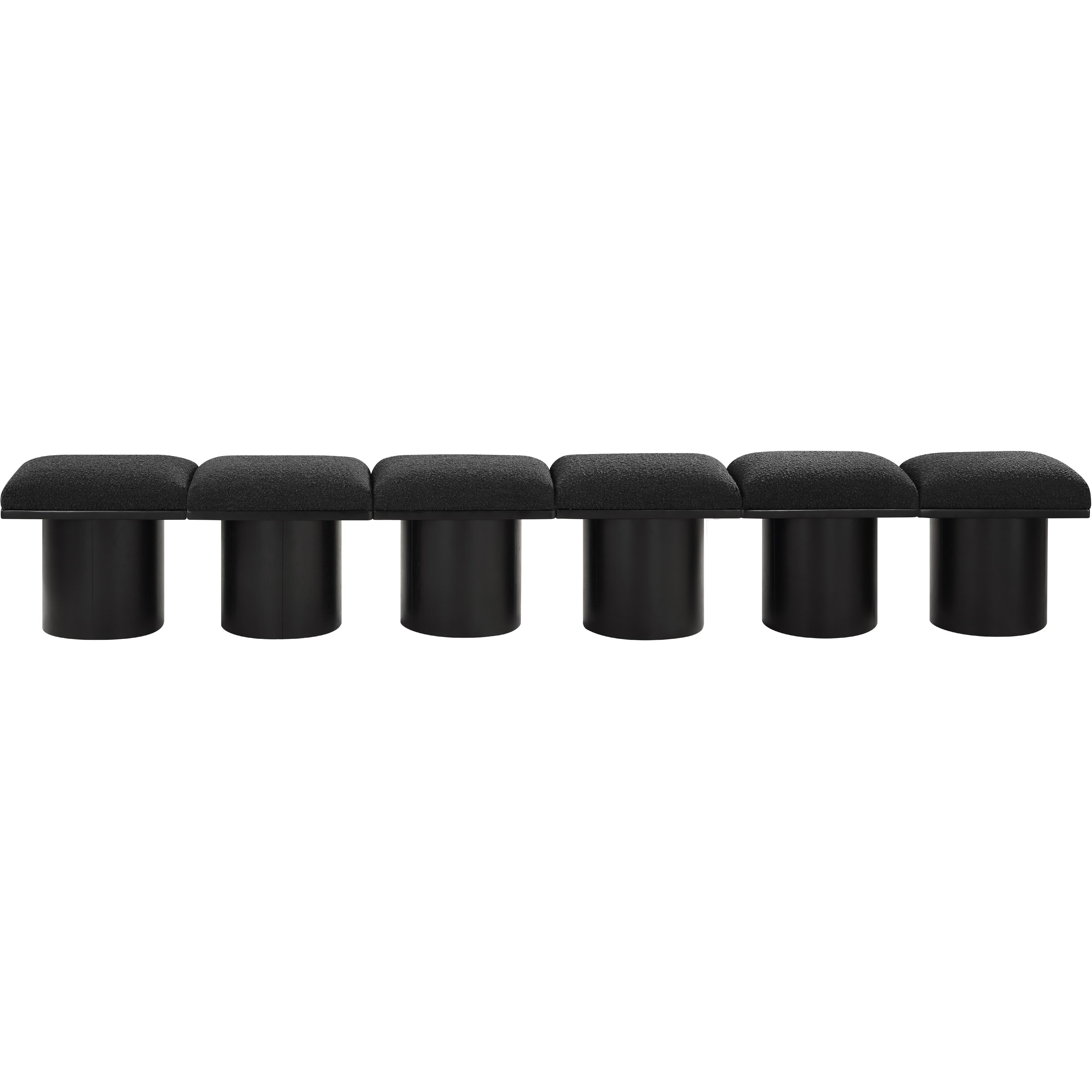 Meridian Pavilion Black Boucle Fabric Bench