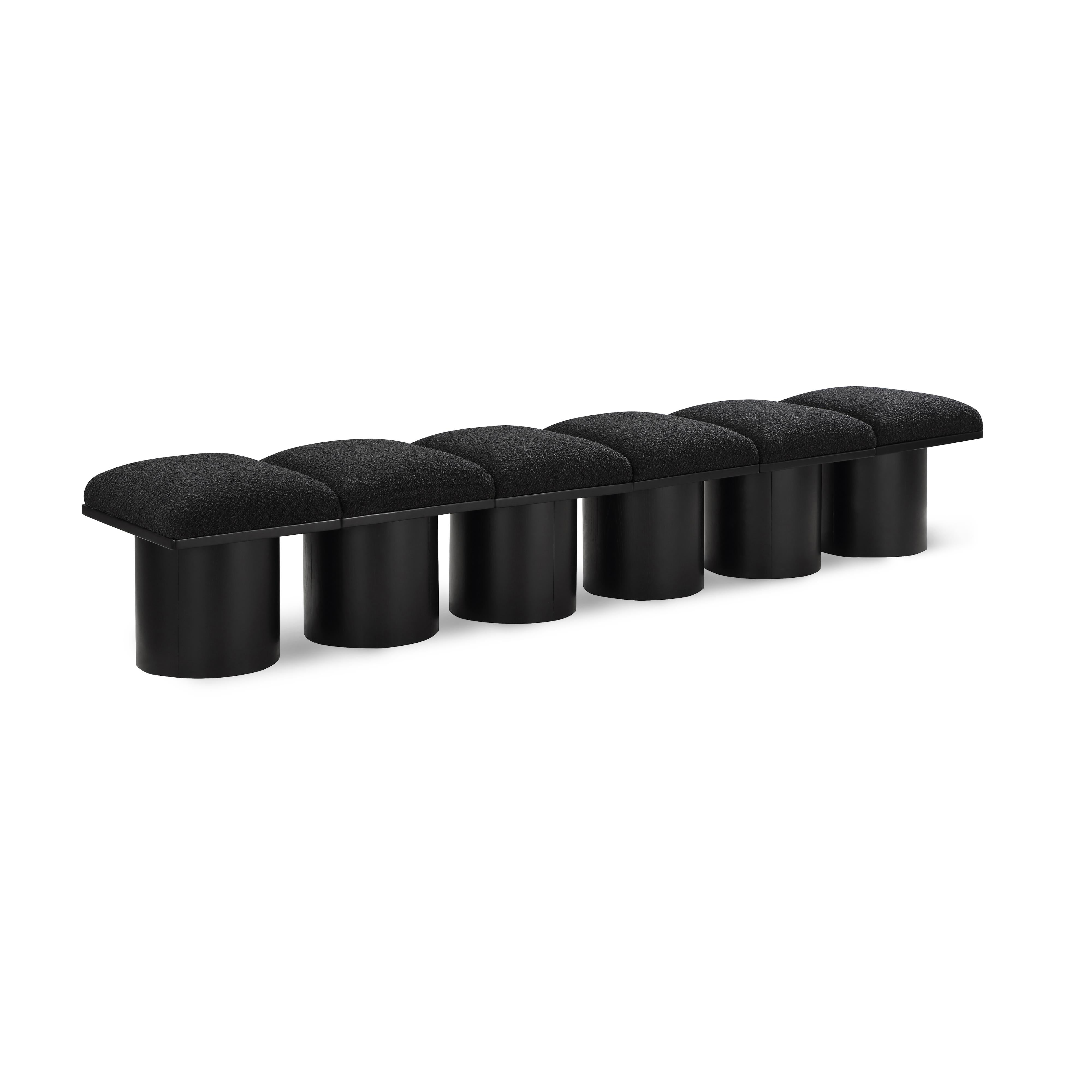 Meridian Pavilion Black Boucle Fabric Bench