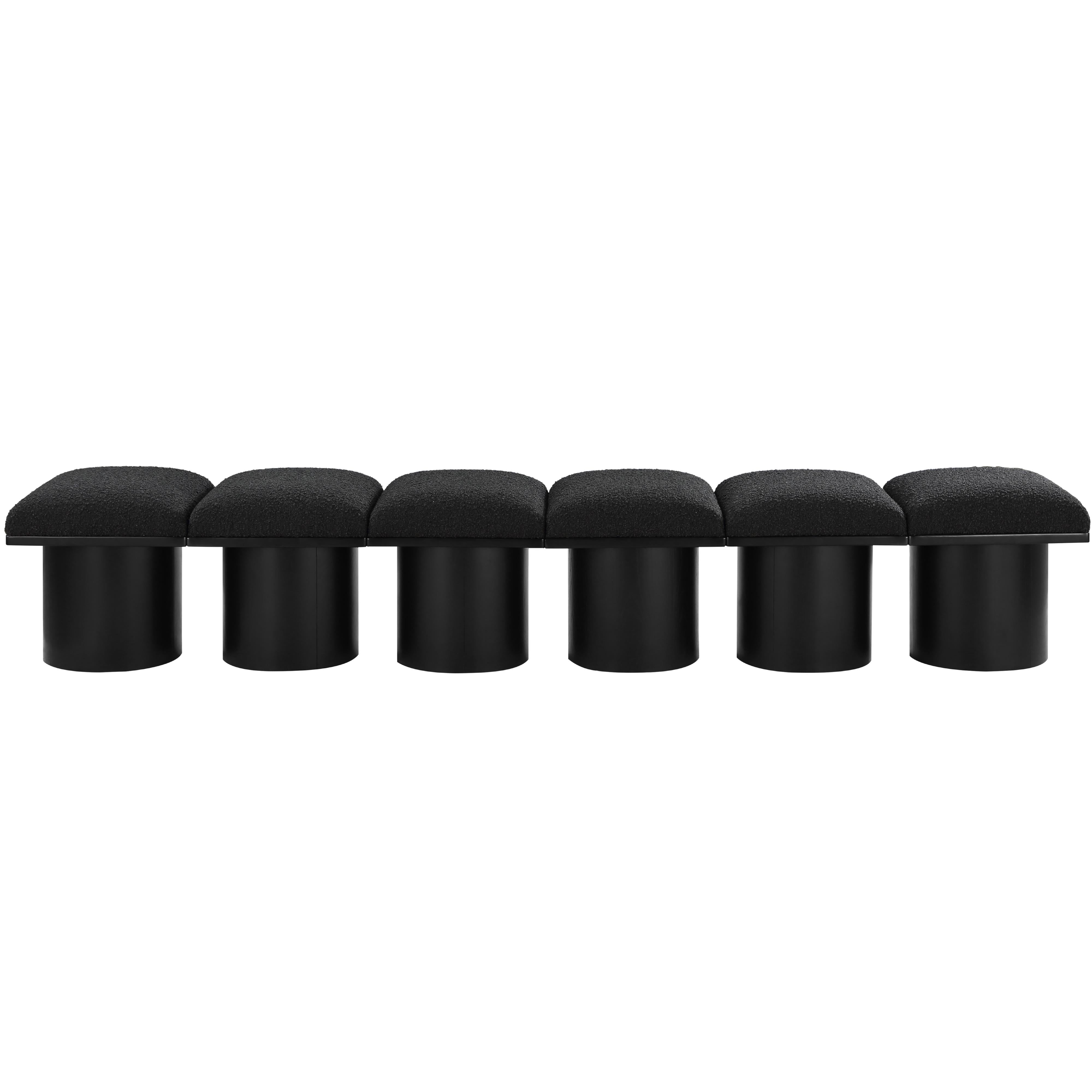 Meridian Pavilion Black Boucle Fabric Bench