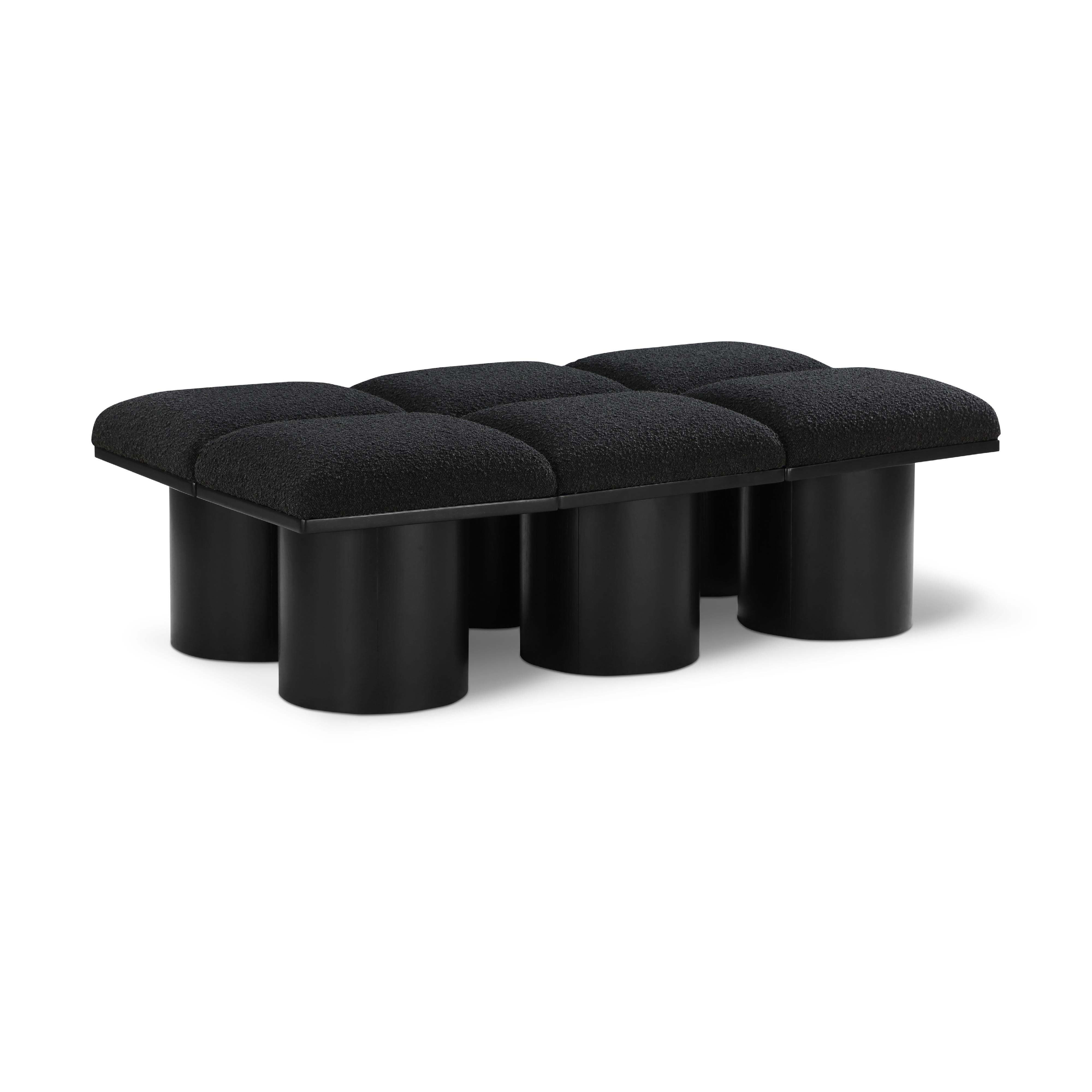 Meridian Pavilion Black Boucle Fabric Bench