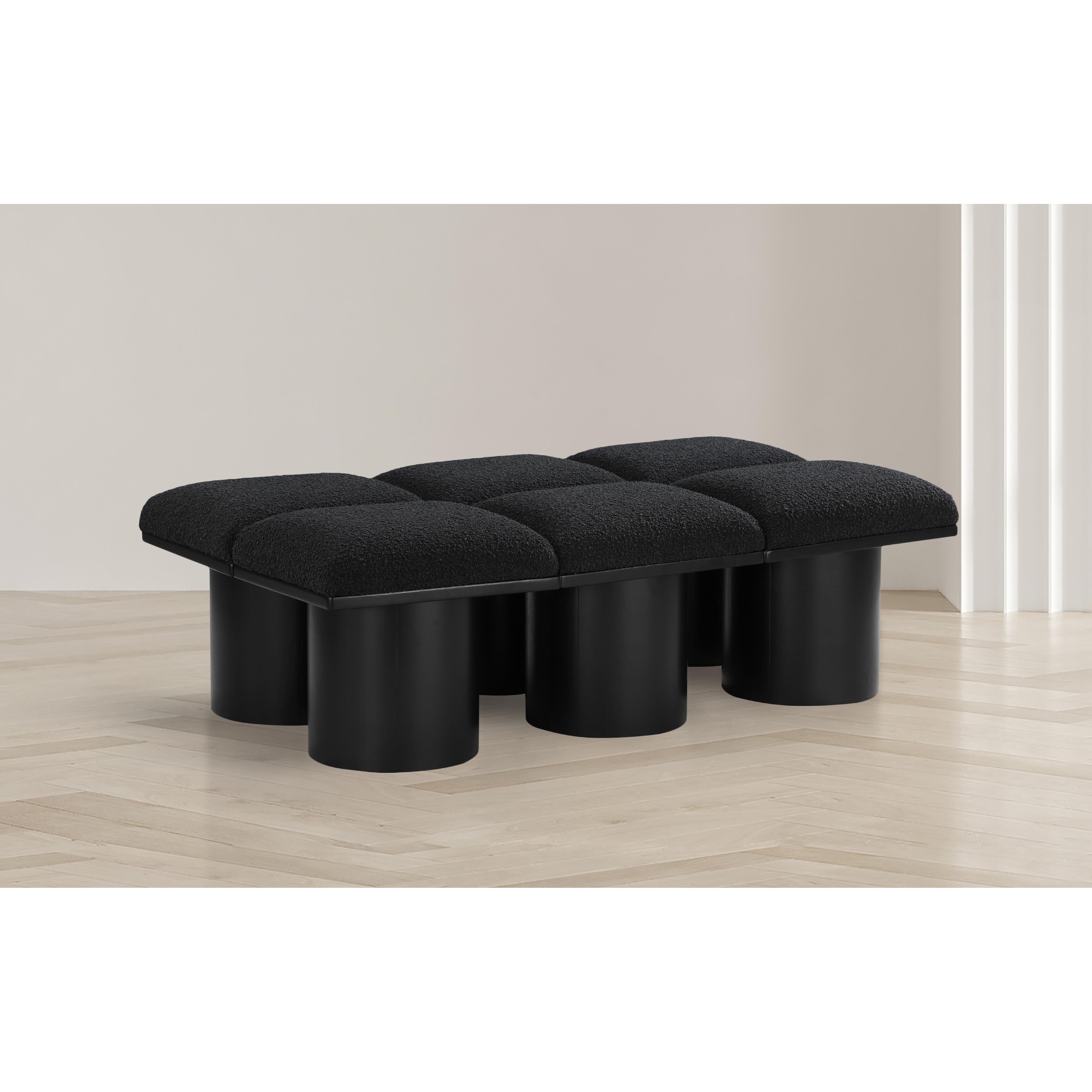 Meridian Pavilion Black Boucle Fabric Bench