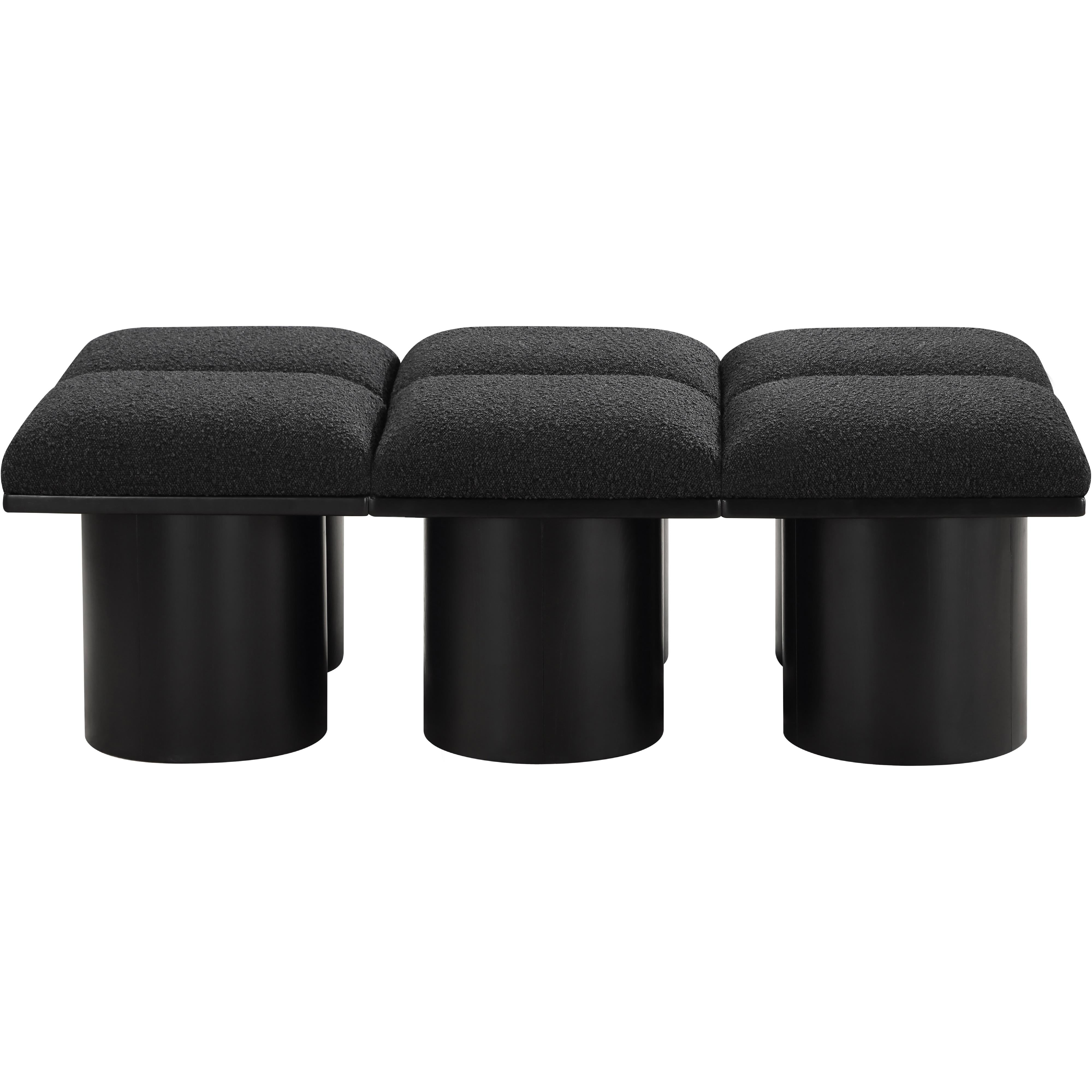 Meridian Pavilion Black Boucle Fabric Bench