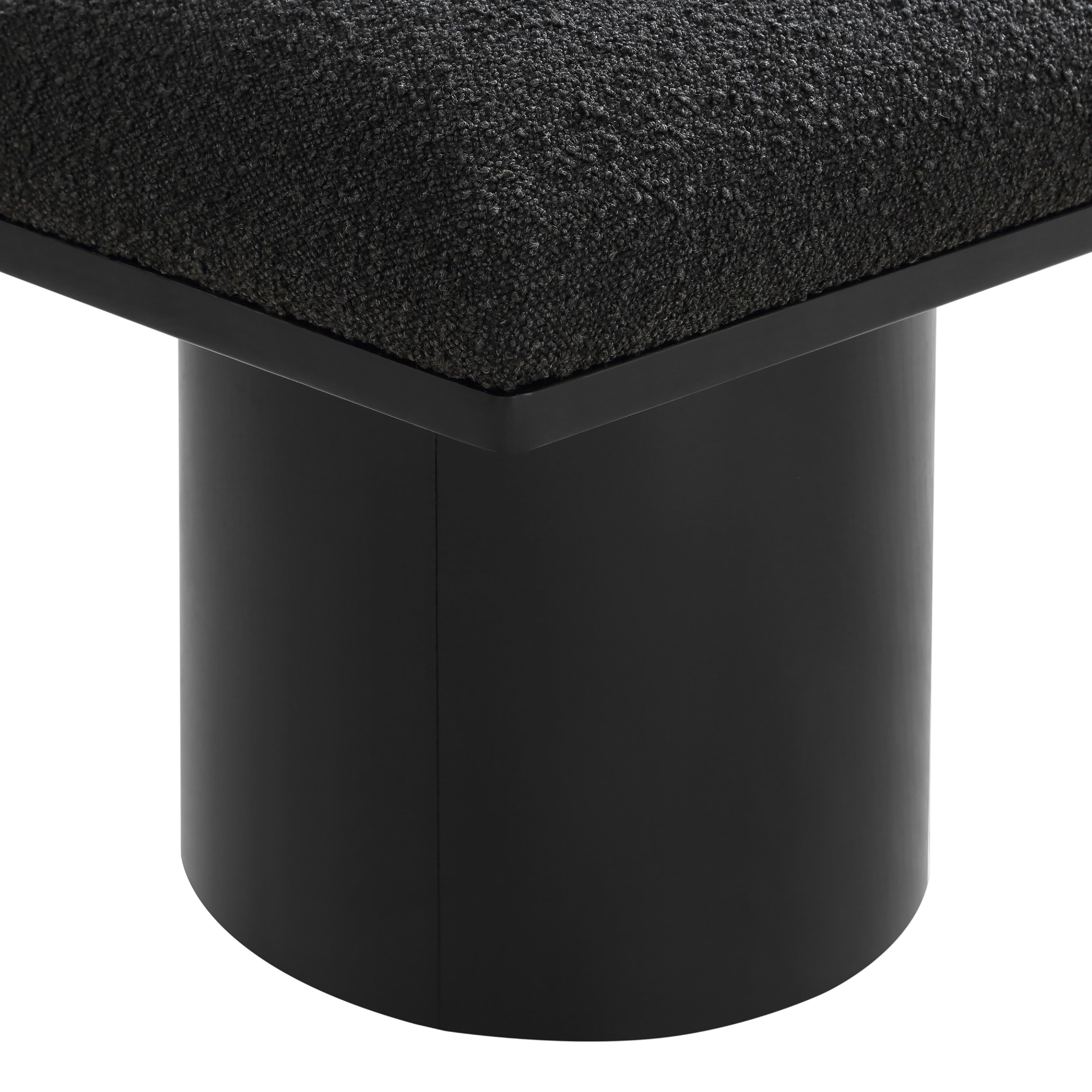 Meridian Pavilion Black Boucle Fabric Bench