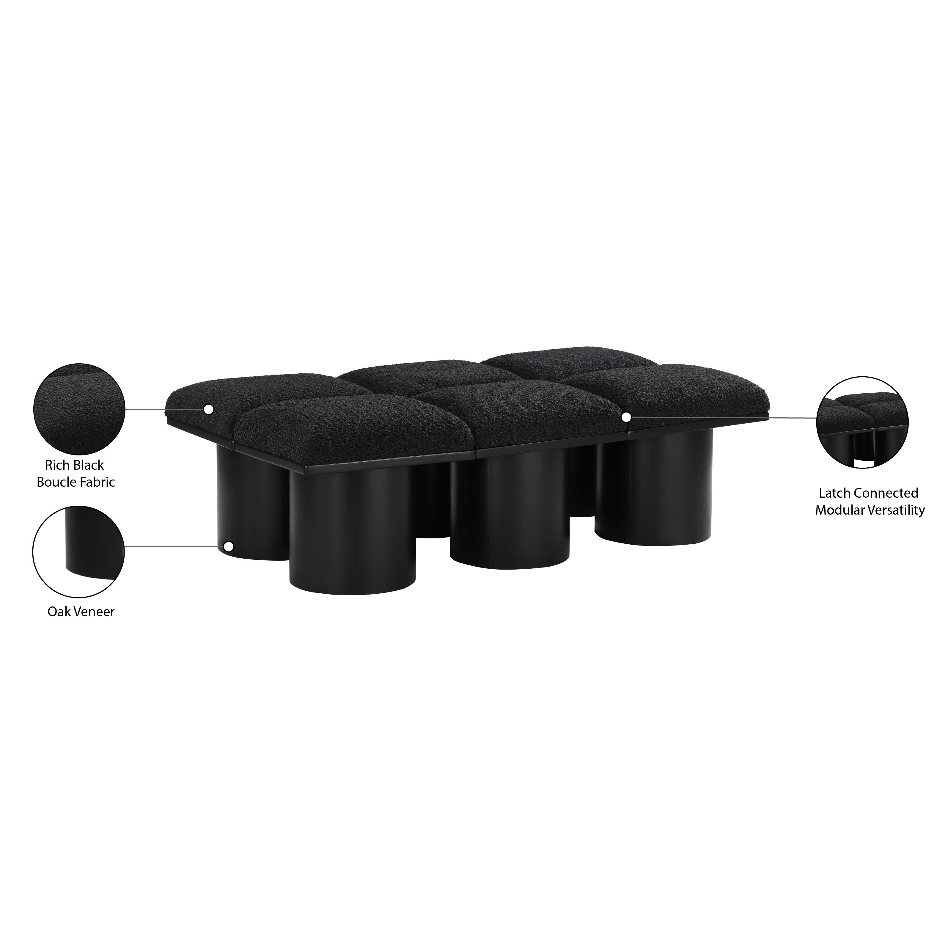 Meridian Pavilion Black Boucle Fabric Bench