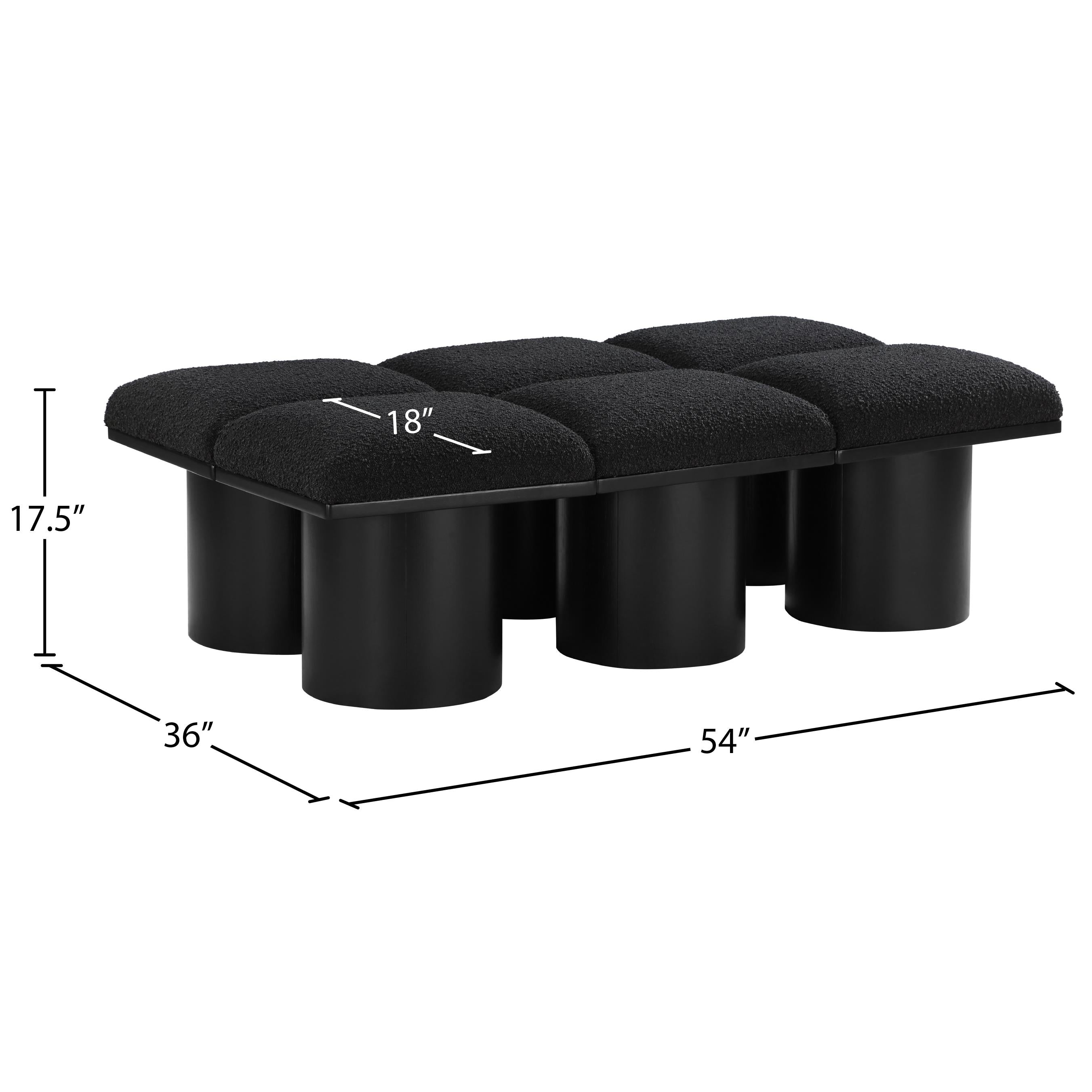 Meridian Pavilion Black Boucle Fabric Bench
