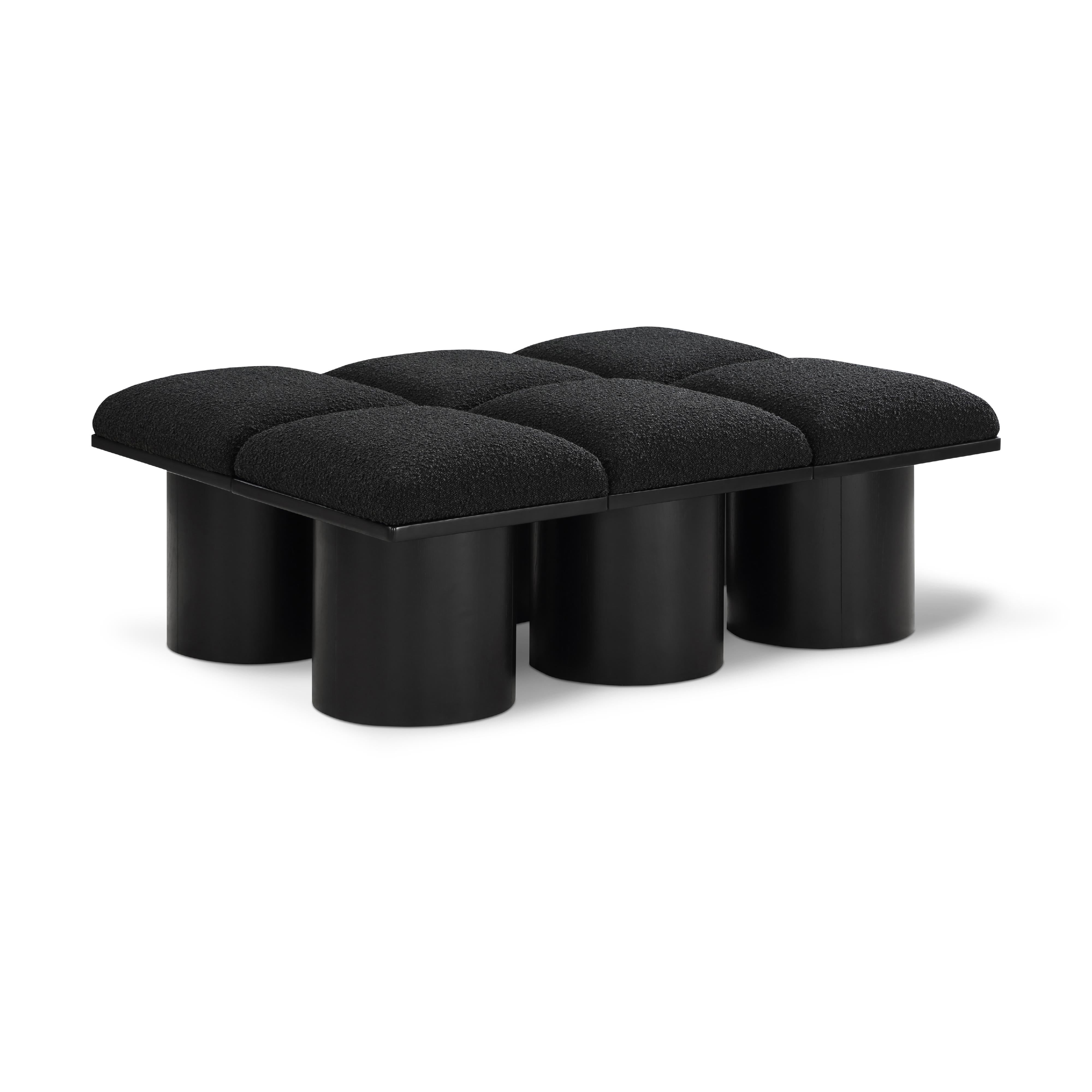 Meridian Pavilion Black Boucle Fabric Bench