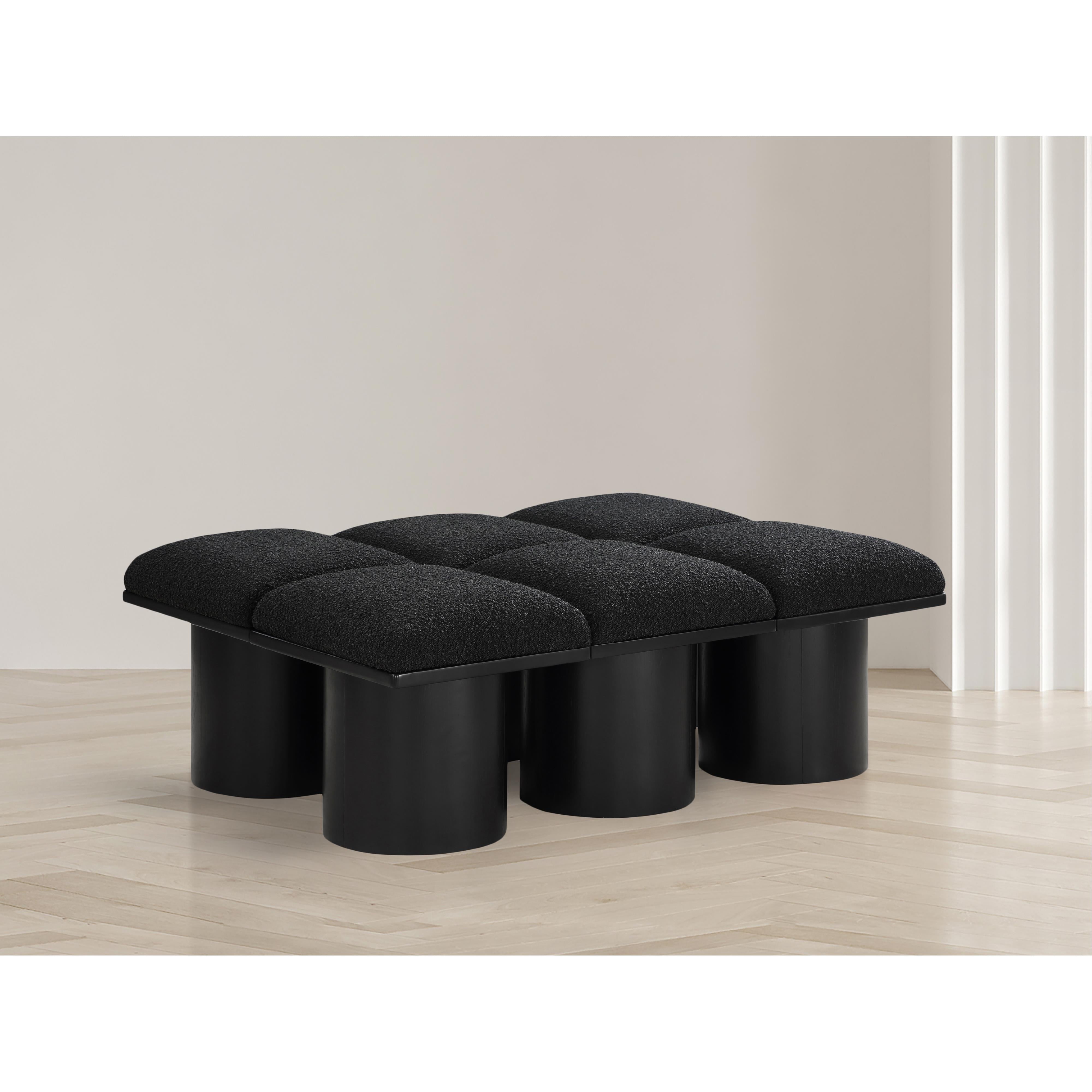 Meridian Pavilion Black Boucle Fabric Bench