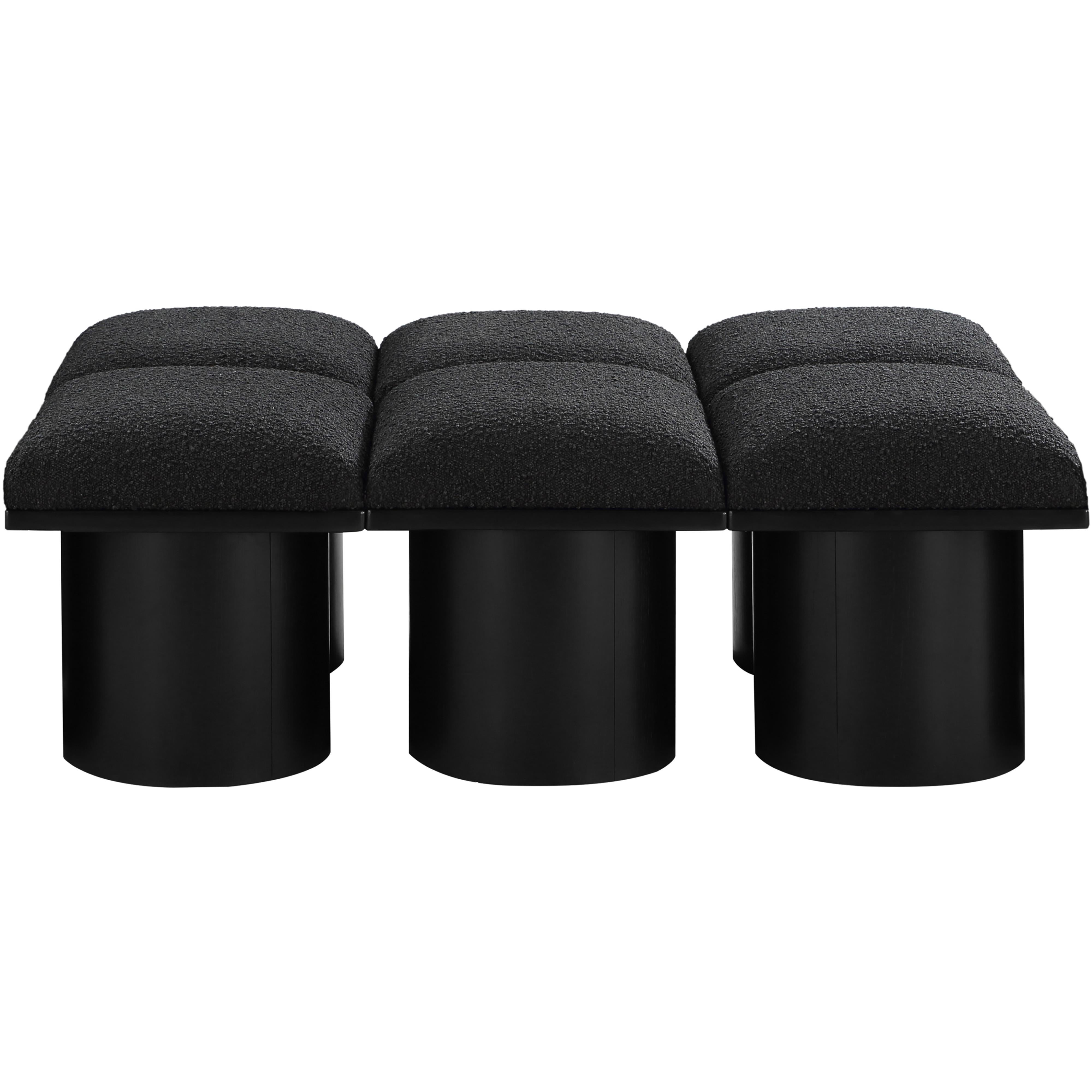 Meridian Pavilion Black Boucle Fabric Bench