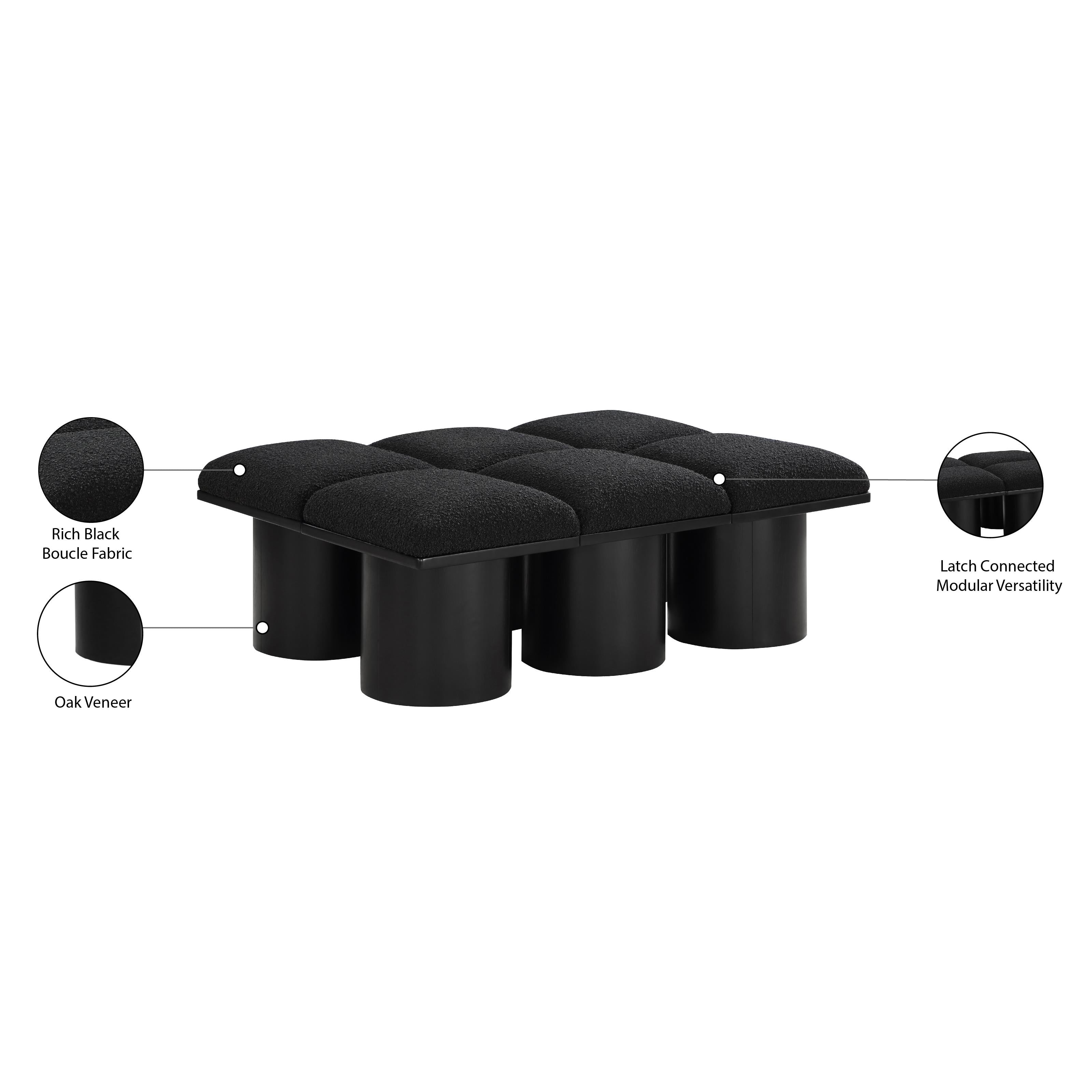 Meridian Pavilion Black Boucle Fabric Bench