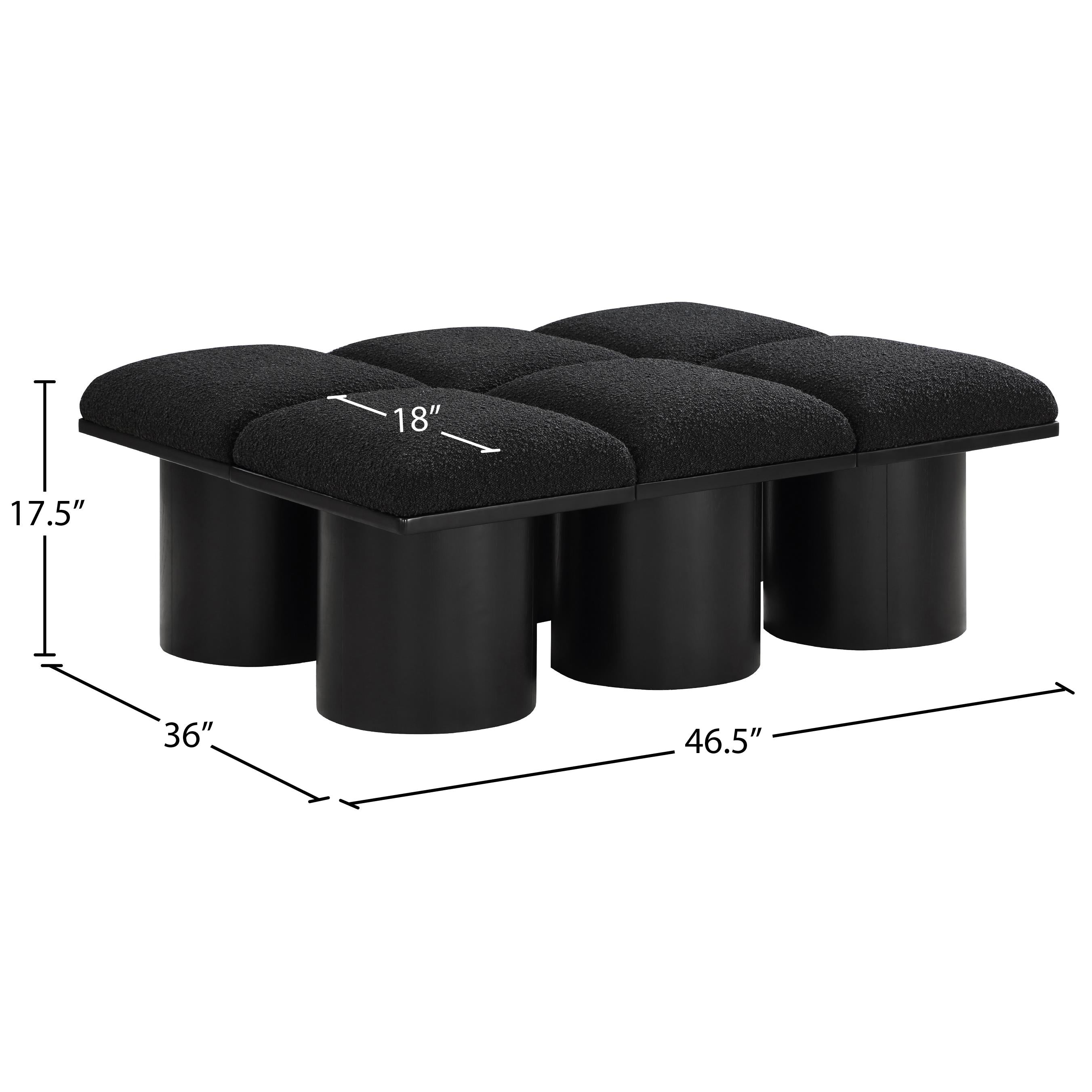 Meridian Pavilion Black Boucle Fabric Bench
