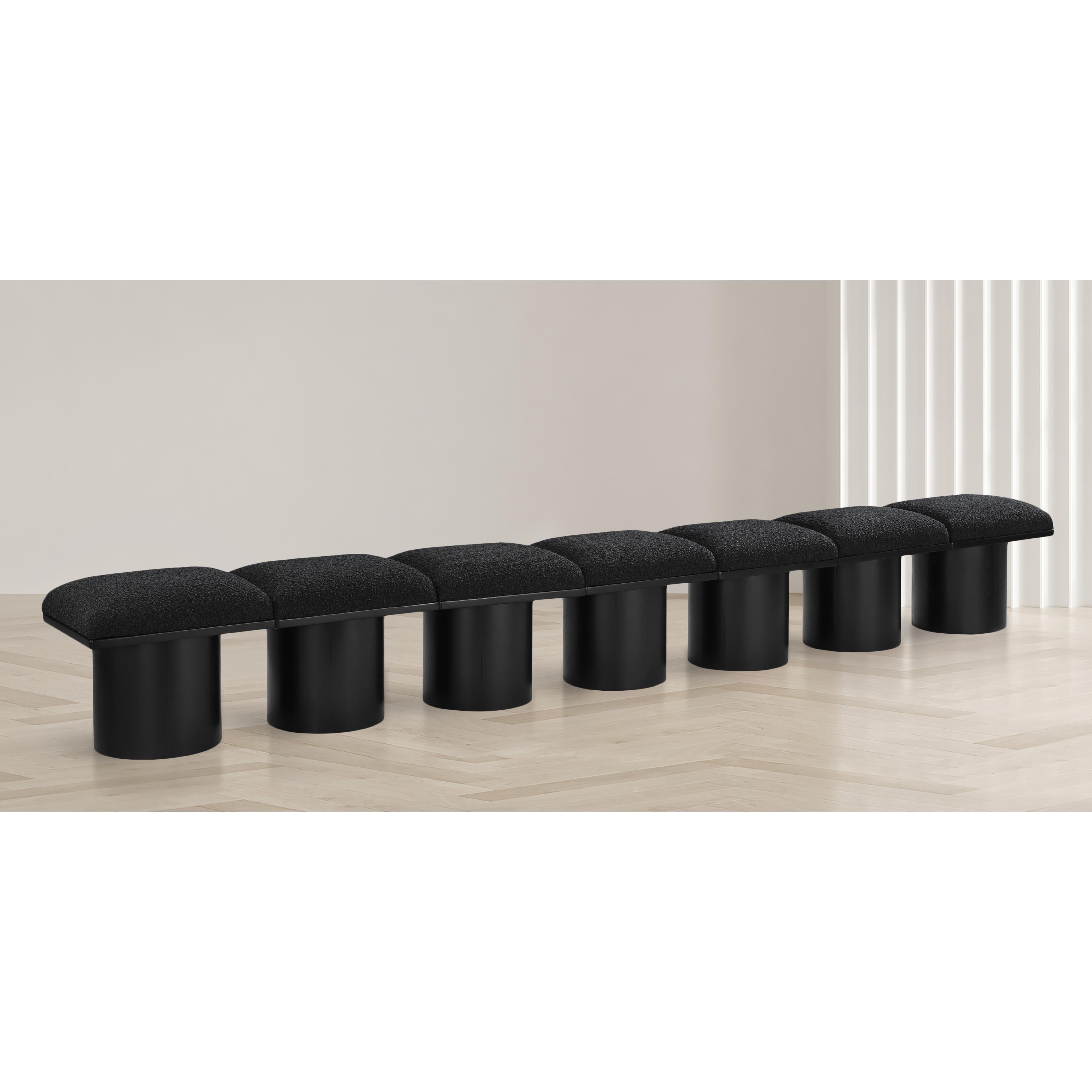 Meridian Pavilion Black Boucle Fabric Bench