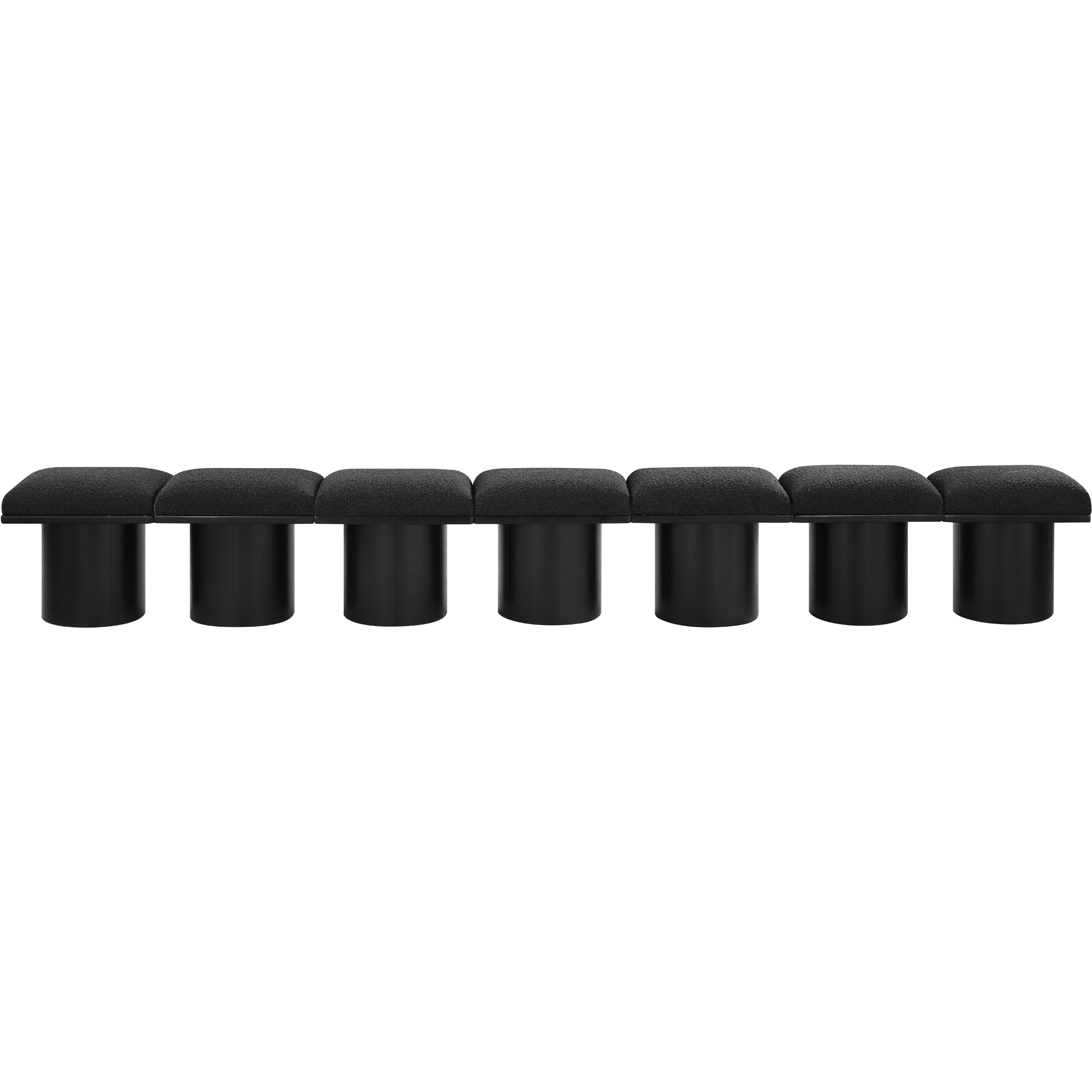 Meridian Pavilion Black Boucle Fabric Bench