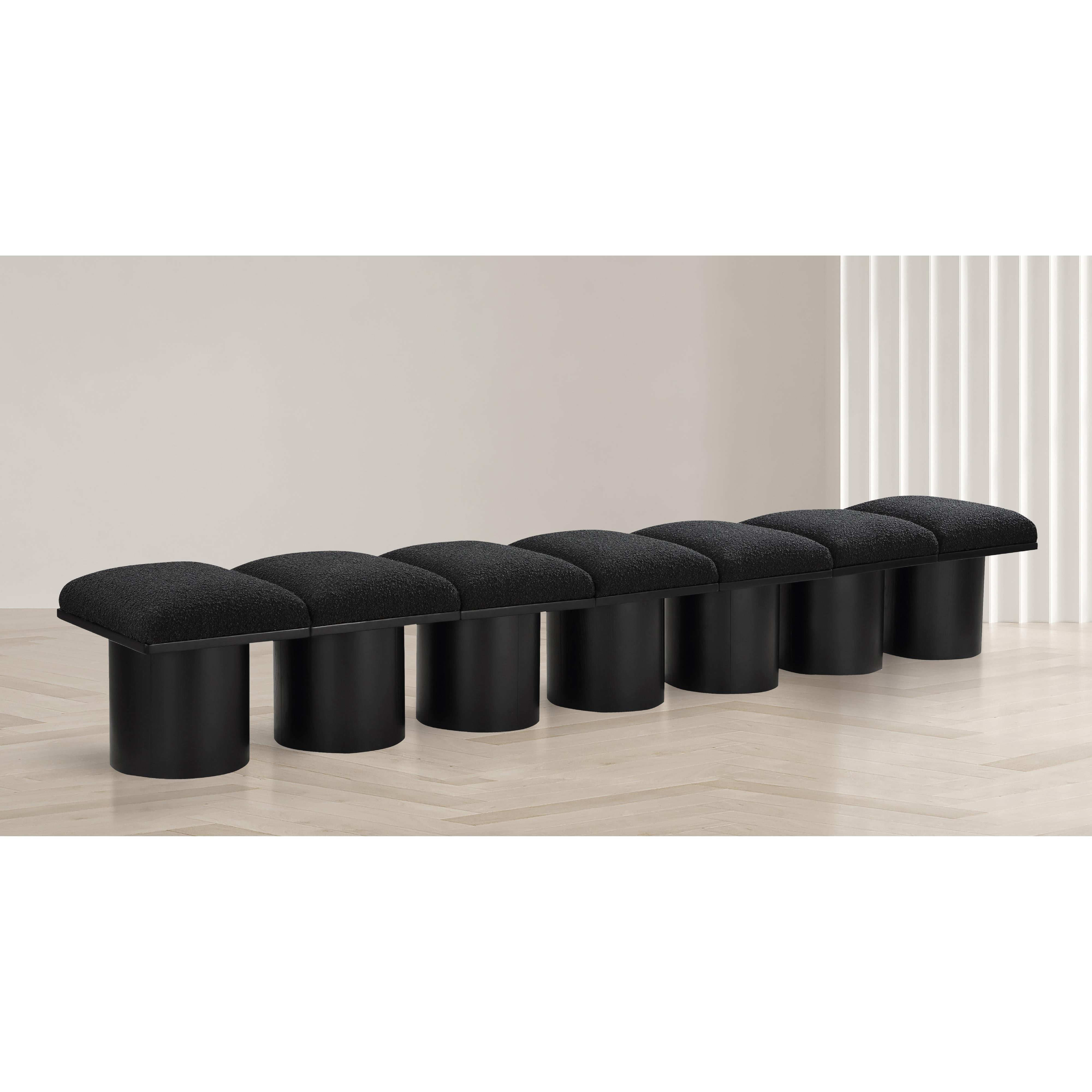 Meridian Pavilion Black Boucle Fabric Bench