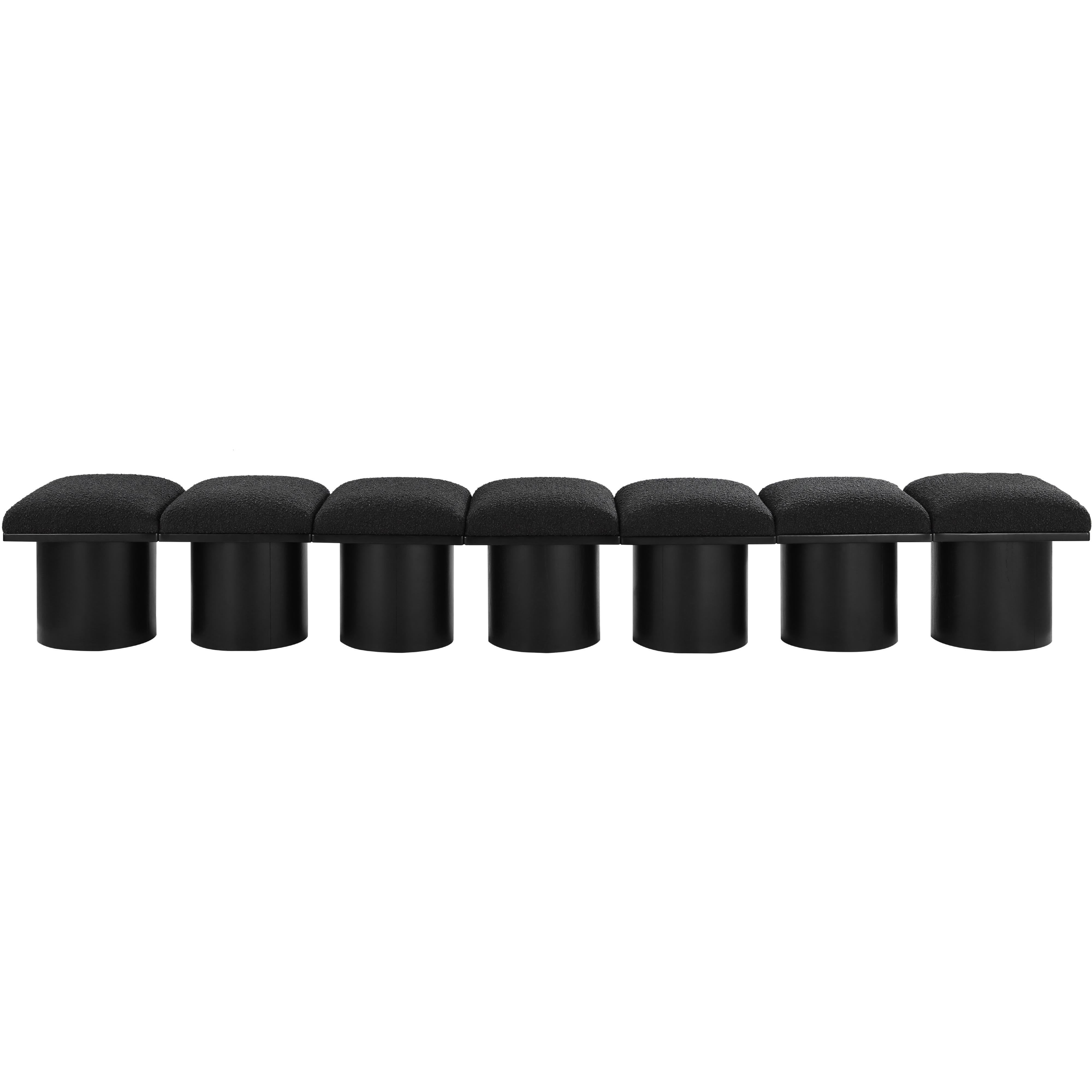 Meridian Pavilion Black Boucle Fabric Bench