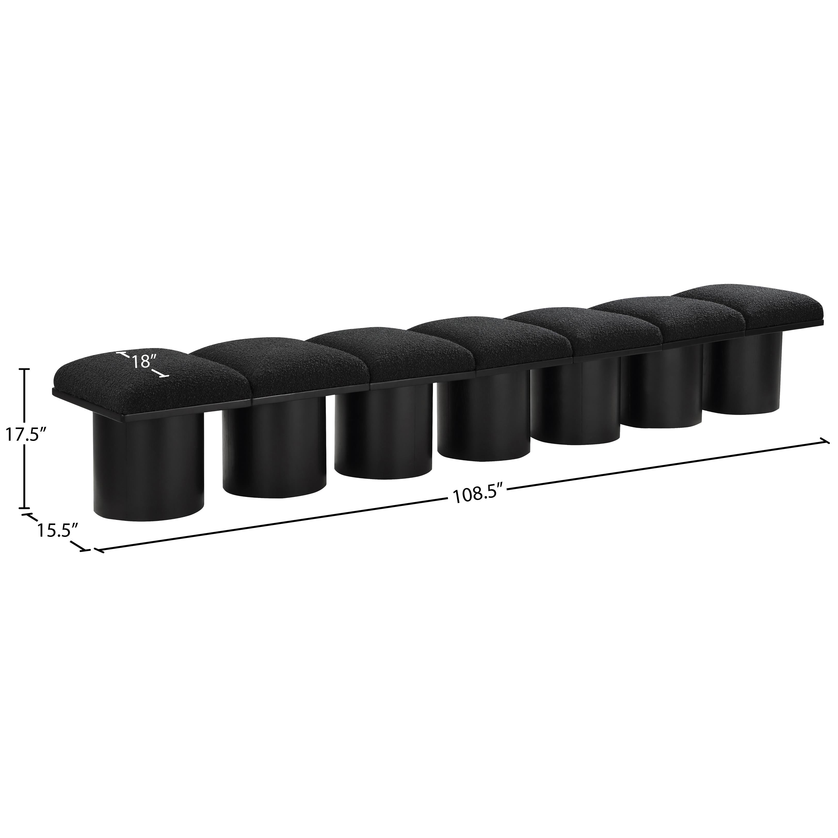 Meridian Pavilion Black Boucle Fabric Bench