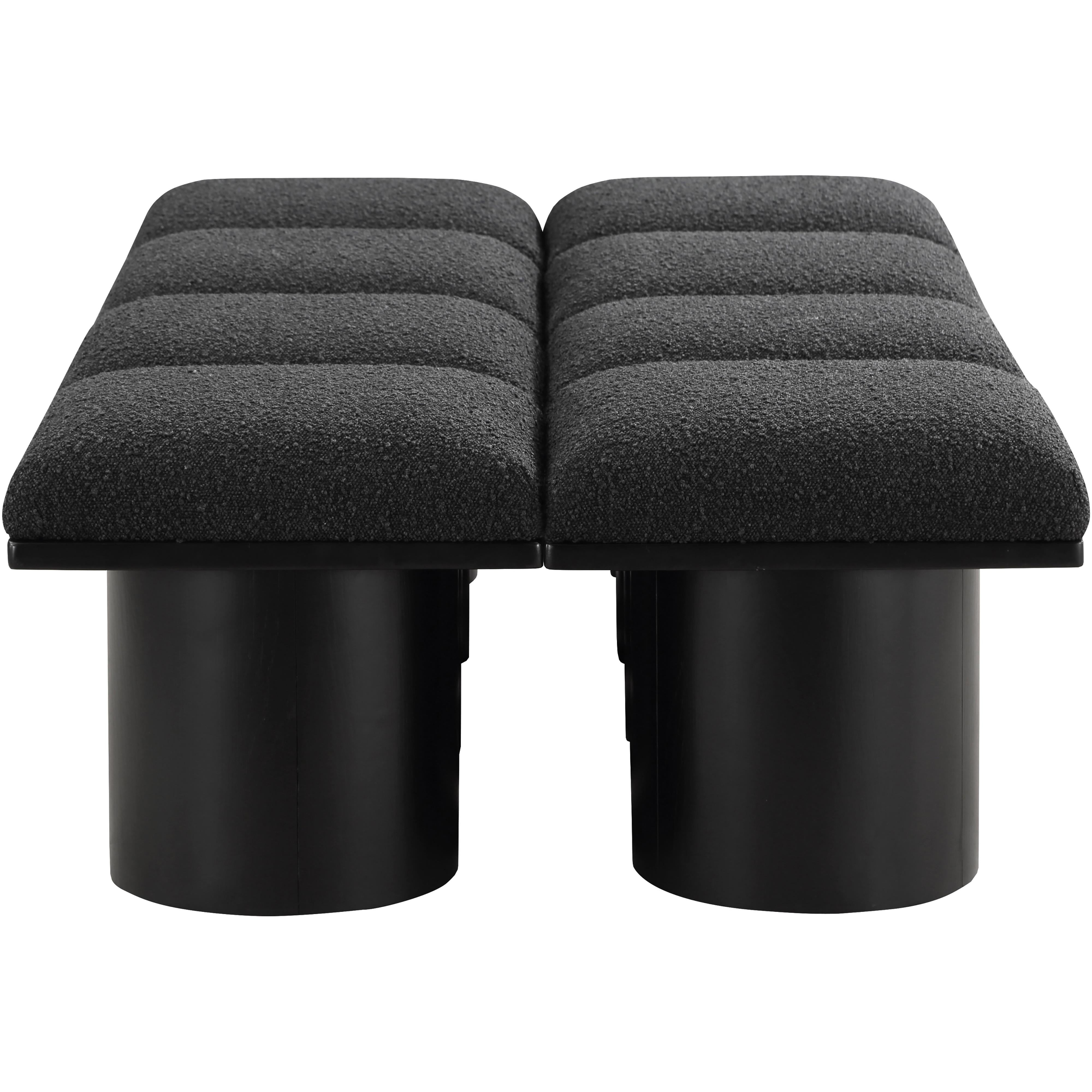 Meridian Pavilion Black Boucle Fabric Bench