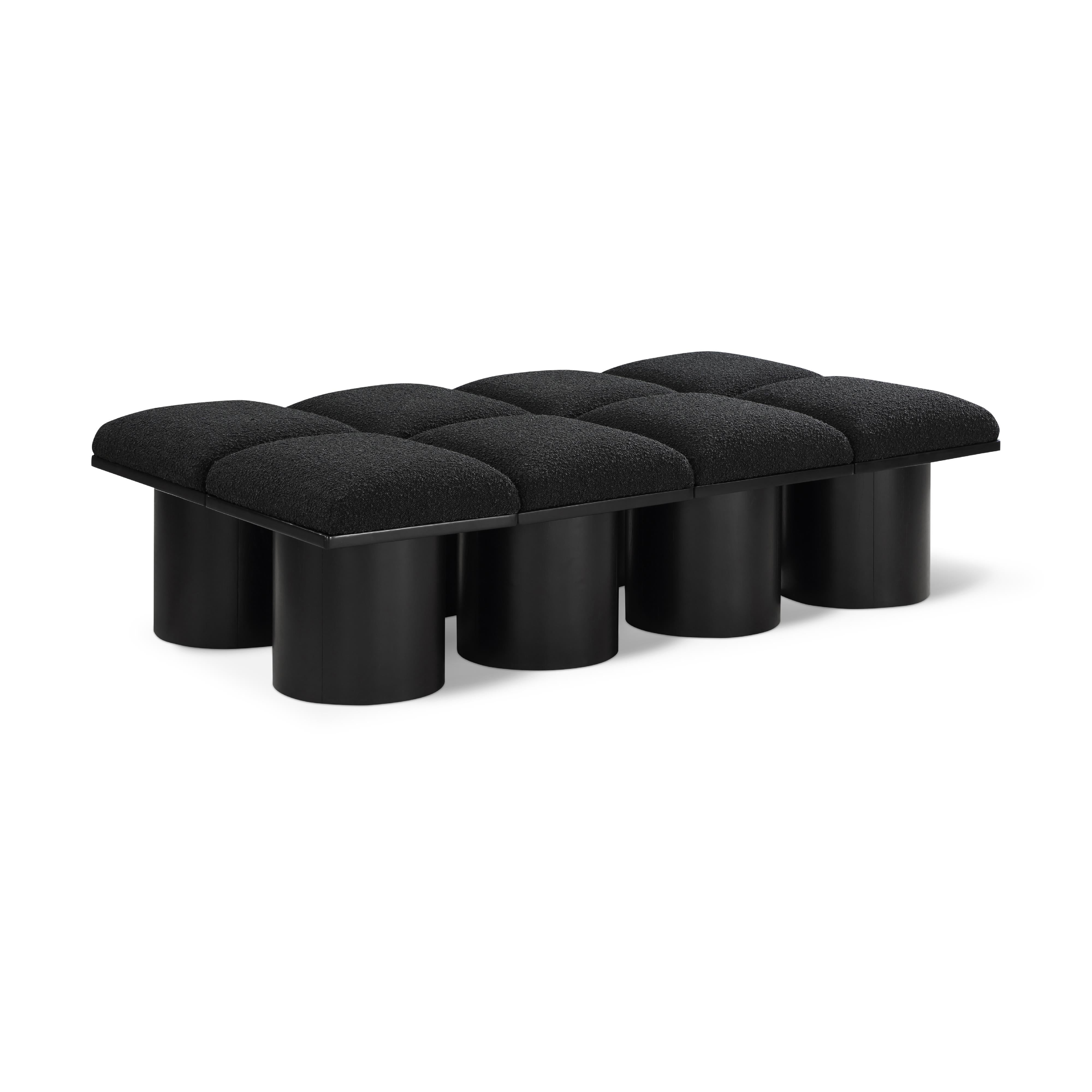 Meridian Pavilion Black Boucle Fabric Bench
