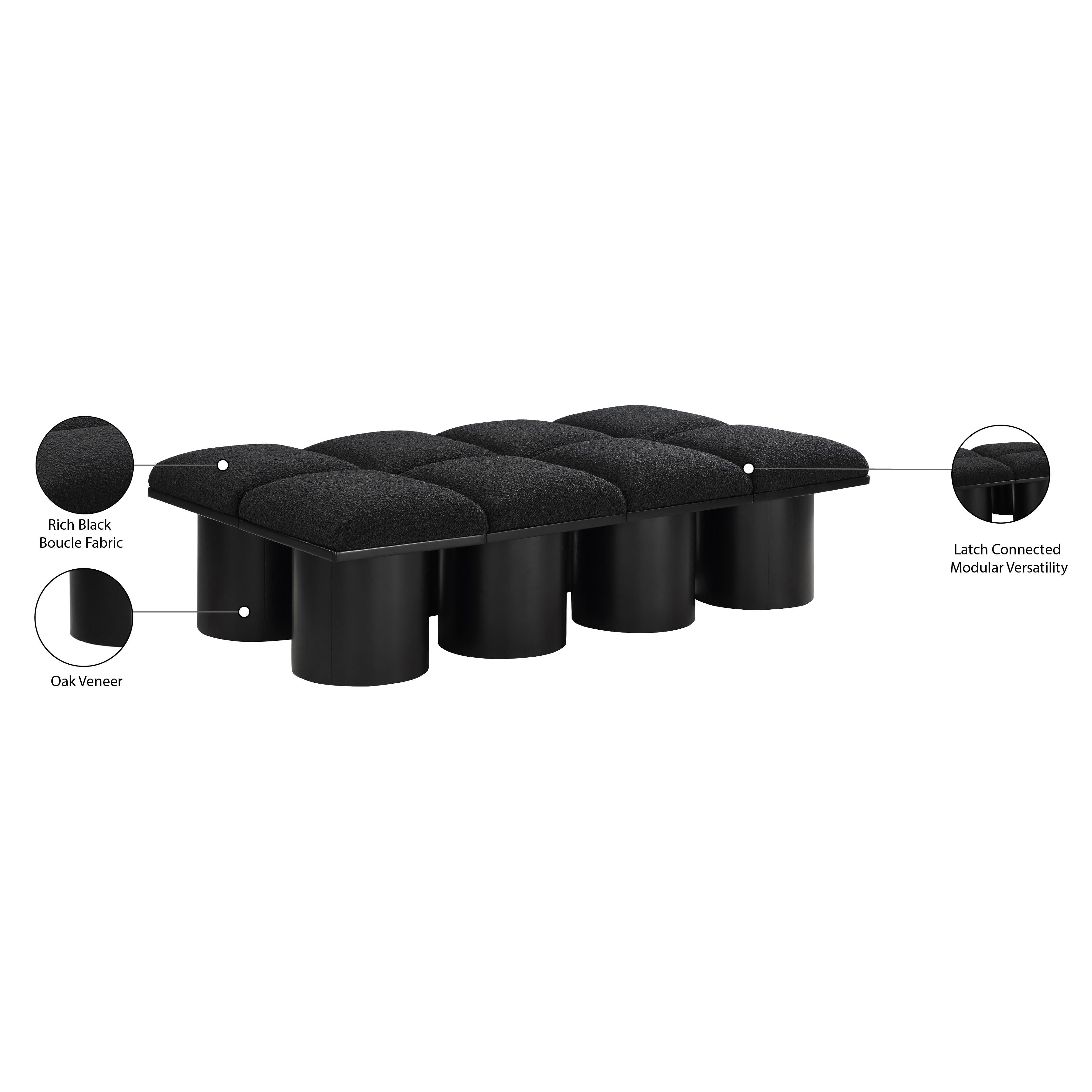 Meridian Pavilion Black Boucle Fabric Bench