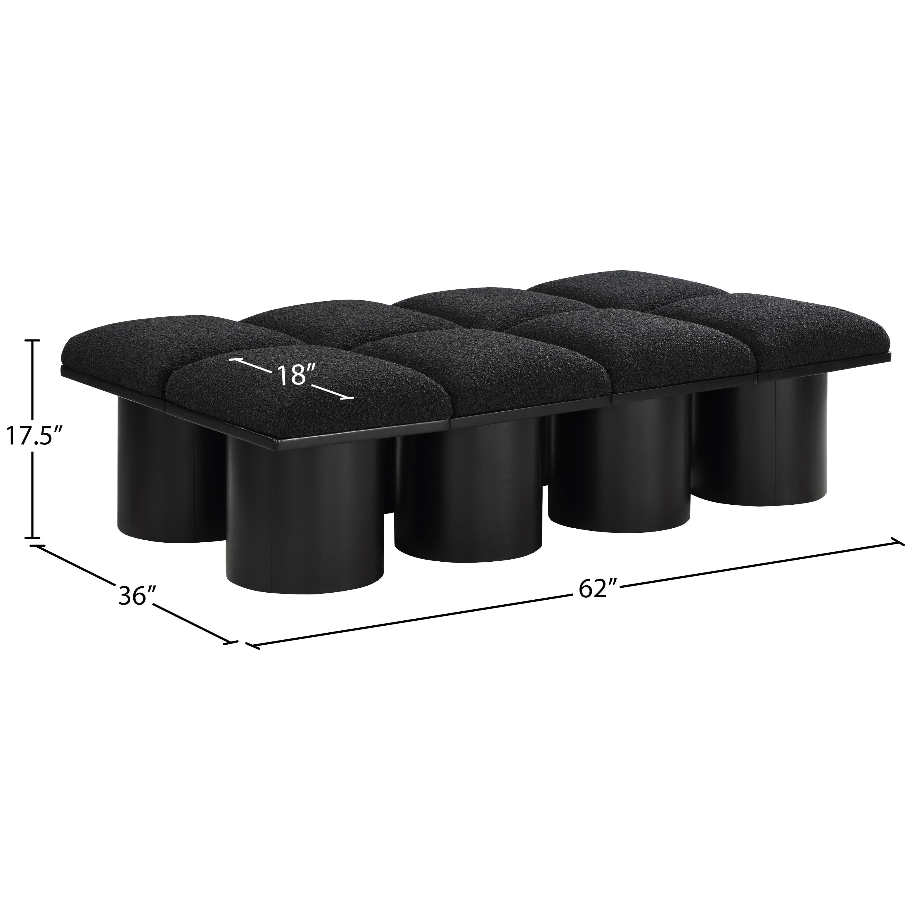 Meridian Pavilion Black Boucle Fabric Bench