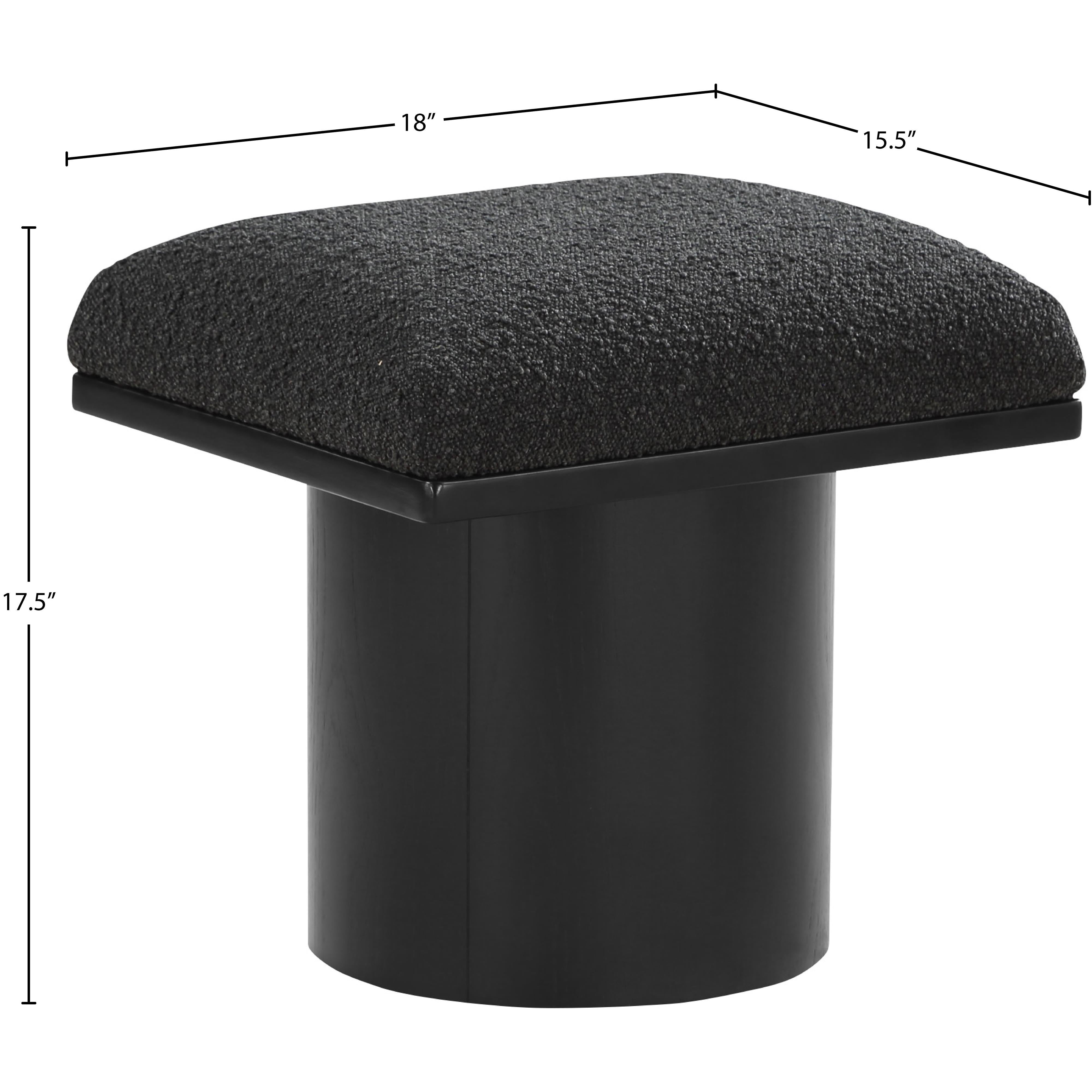 Meridian Pavilion Black Boucle Fabric Bench/Stool
